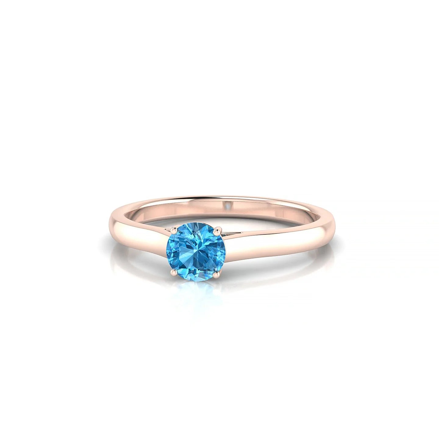 Cathedral | 18k Rose Gold 4.5 mm Round Topaz Ring