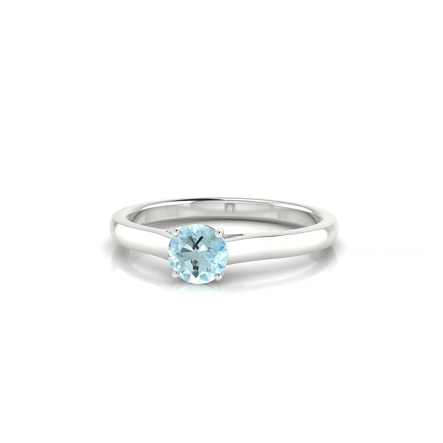 Cathedral | 18k White Gold 4.5 mm Round Aquamarine Ring