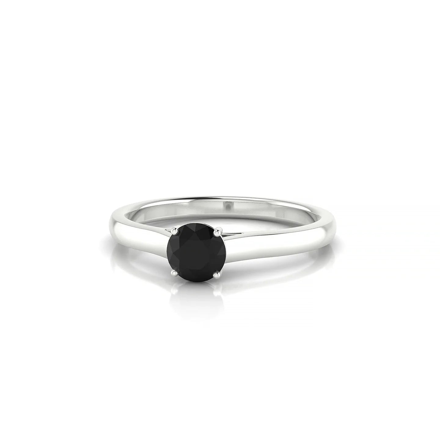 Cathedral | 18k White Gold 4.5 mm Round Black Diamond Ring