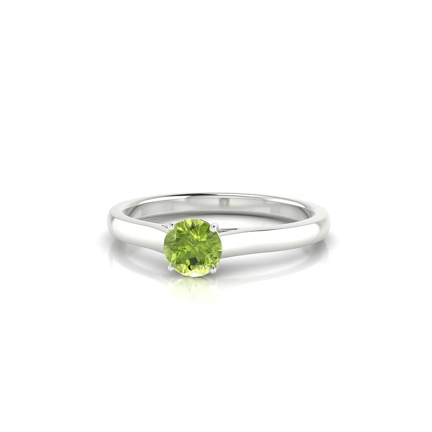 Cathedral | 18k White Gold 4.5 mm Round Peridot Ring