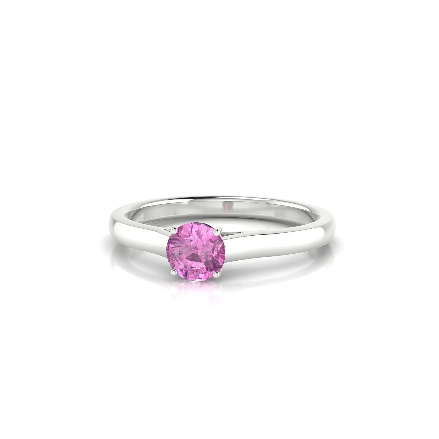 Cathedral | 18k White Gold 4.5 mm Round Pink Sapphire Ring