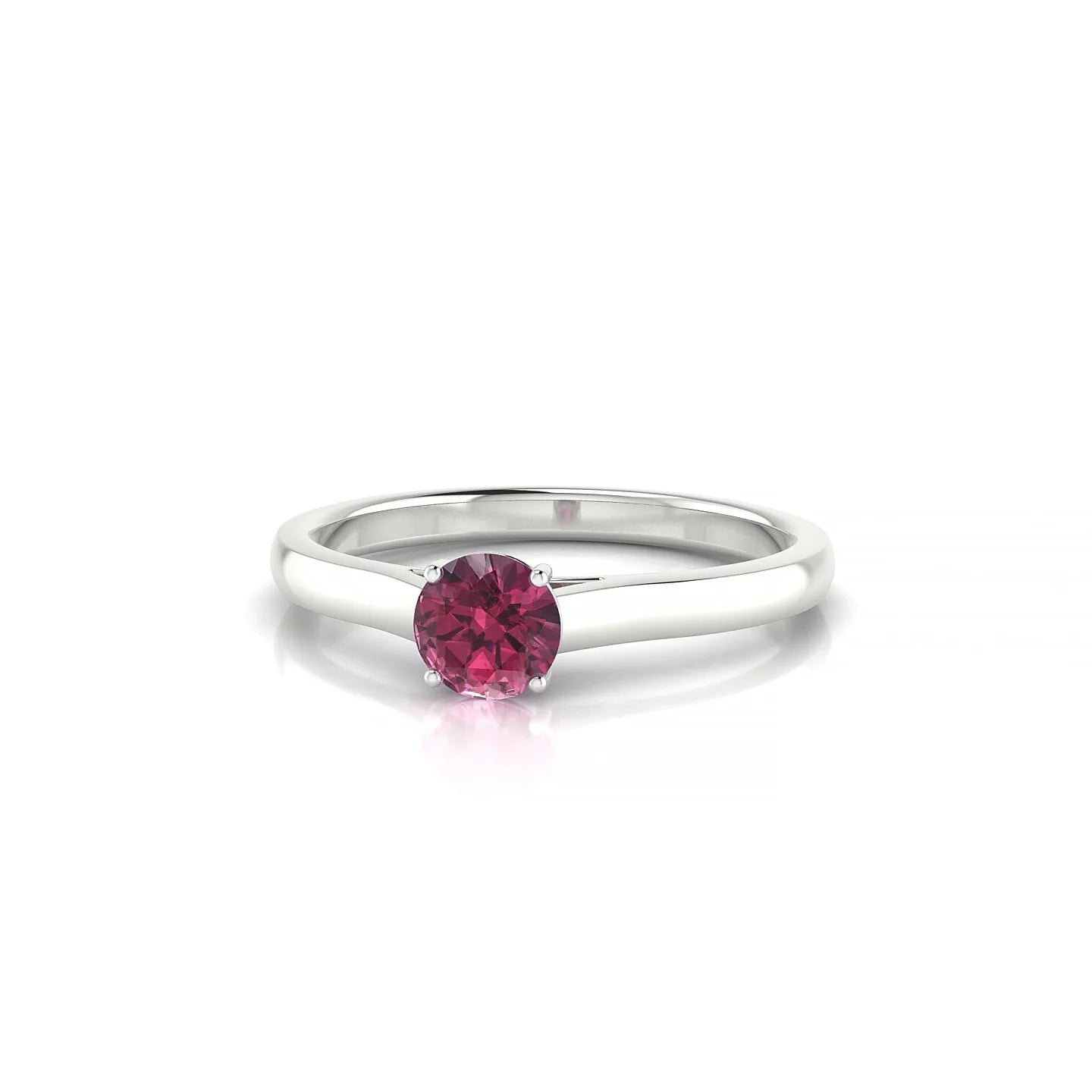 Cathedral | 18k White Gold 4.5 mm Round Rhodolite Ring