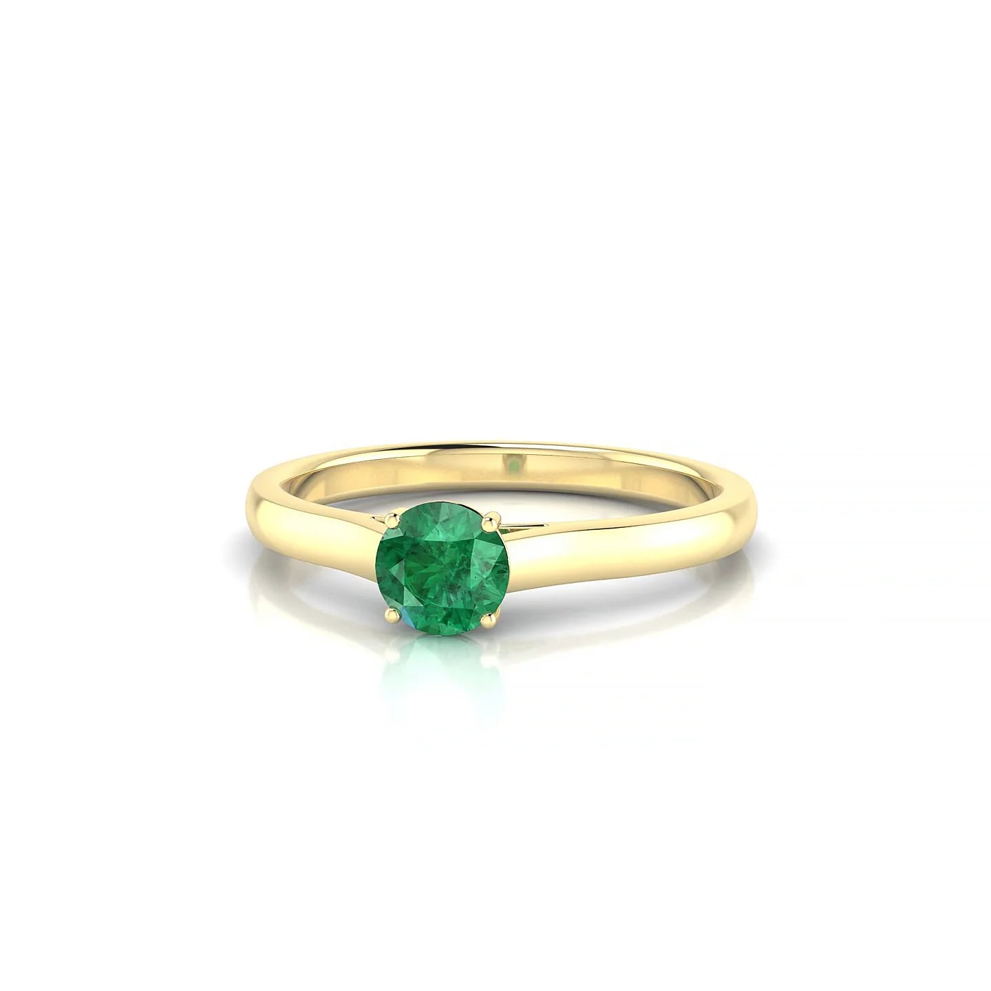 Cathedral | 18k Yellow Gold 4.5 mm Round Emerald Ring