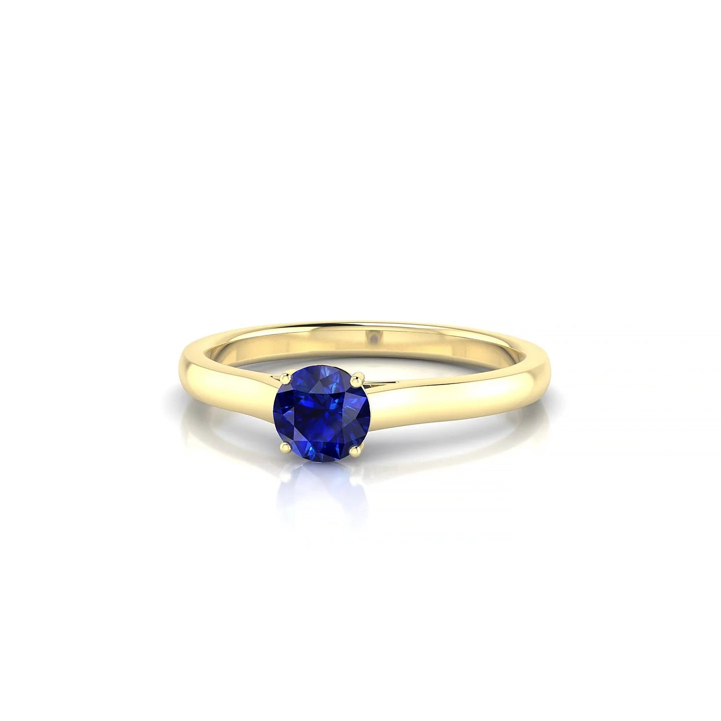 Cathedral | 18k Yellow Gold 4.5 mm Round Sapphire Ring