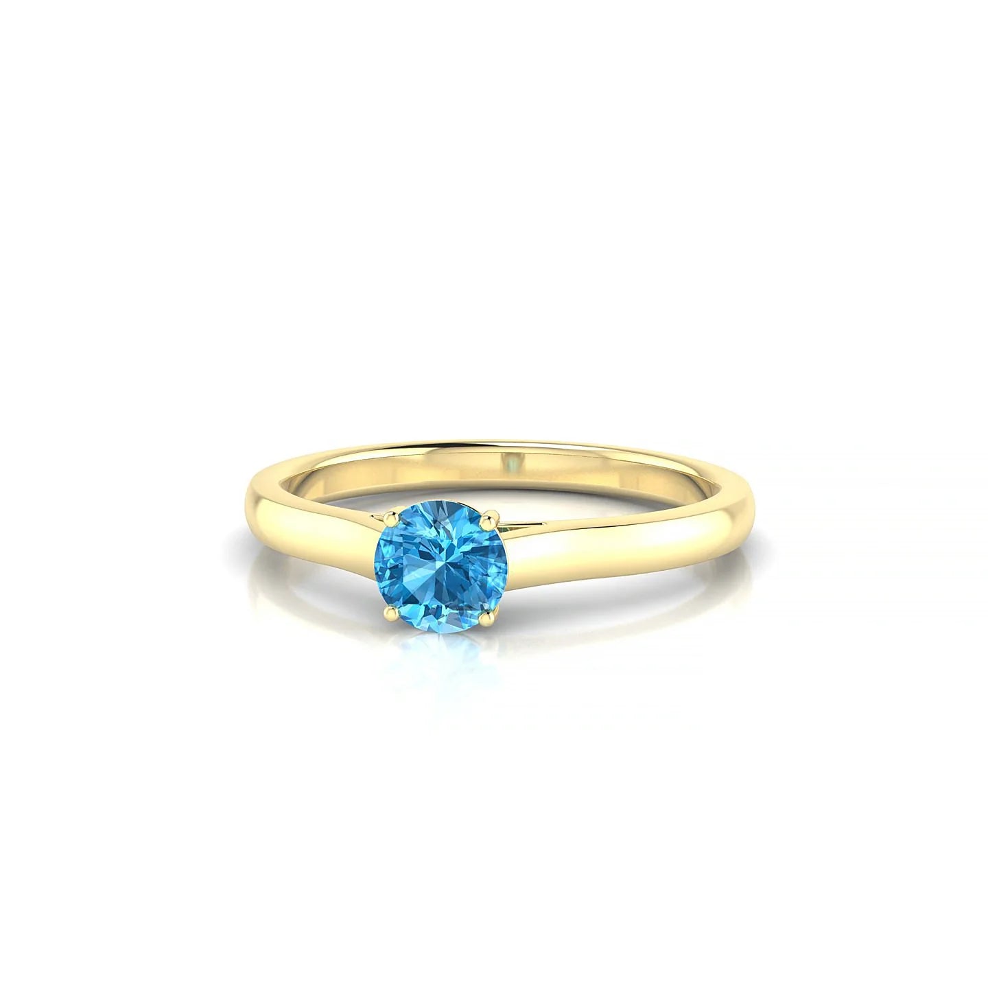 Cathedral | 18k Yellow Gold 4.5 mm Round Topaz Ring