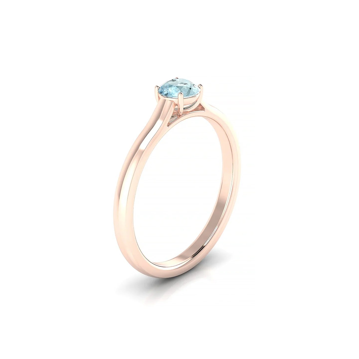 Cathedral | 18k Rose Gold 4.5 mm Round Aquamarine Ring