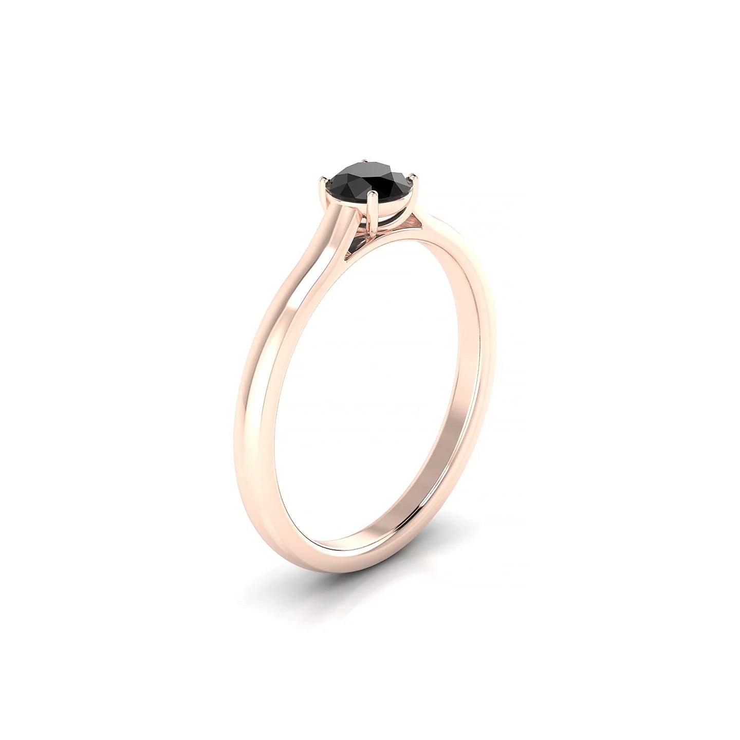Cathedral | 18k Rose Gold 4.5 mm Round Black Diamond Ring