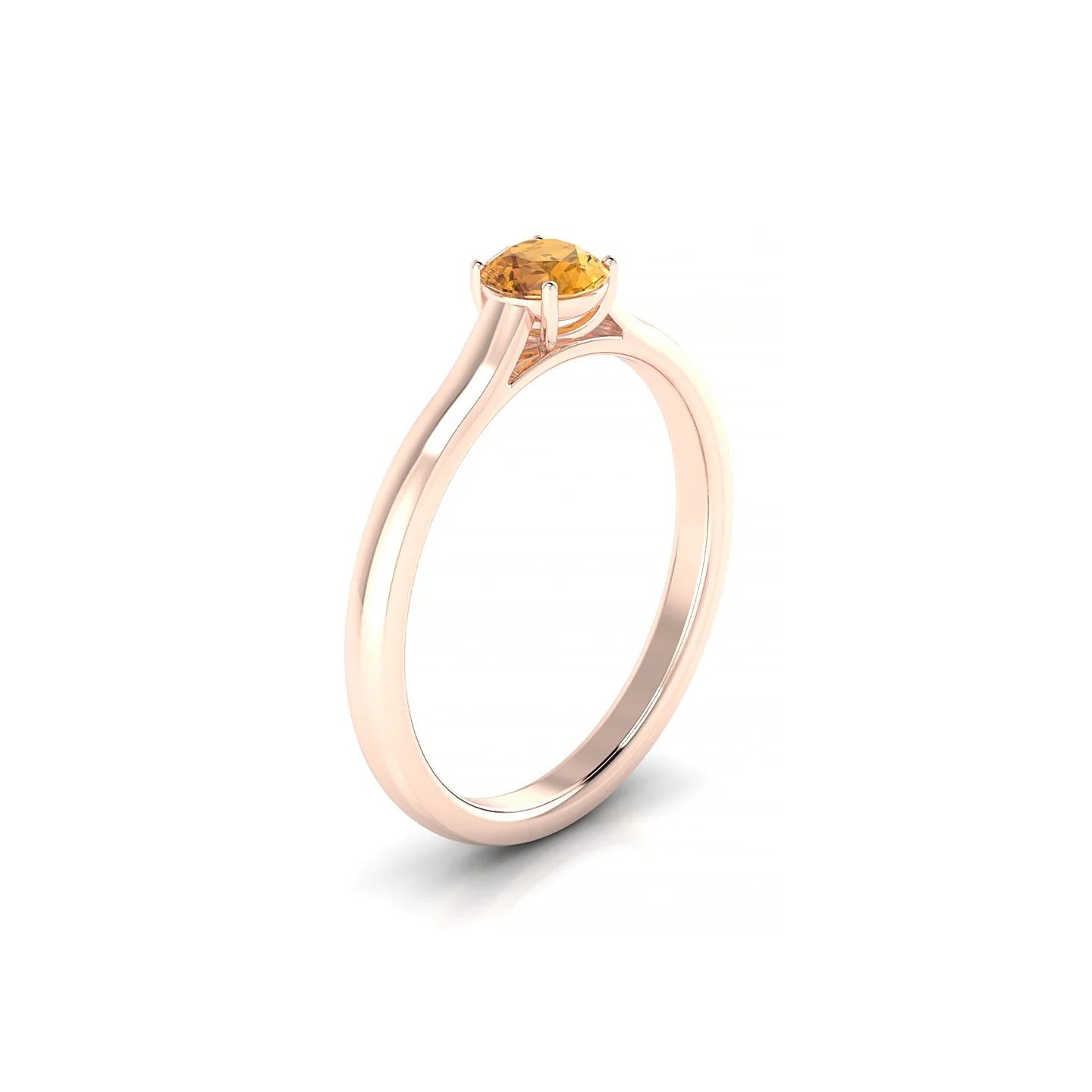 Cathedral | 18k Rose Gold 4.5 mm Round Citrine Ring