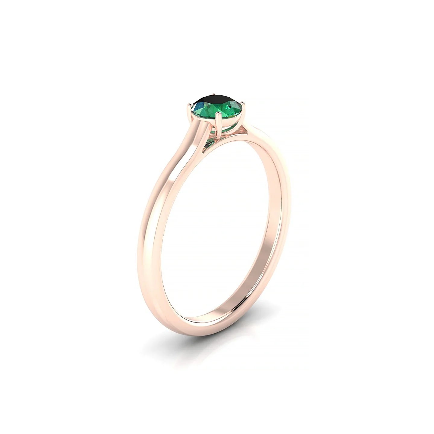 Cathedral | 18k Rose Gold 4.5 mm Round Emerald Ring