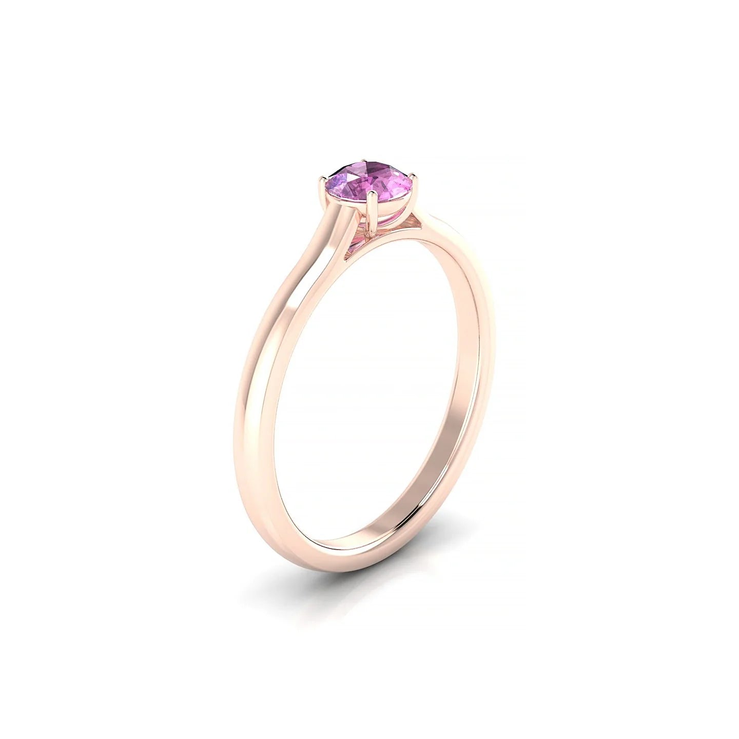 Cathedral | 18k Rose Gold 4.5 mm Round Pink Sapphire Ring