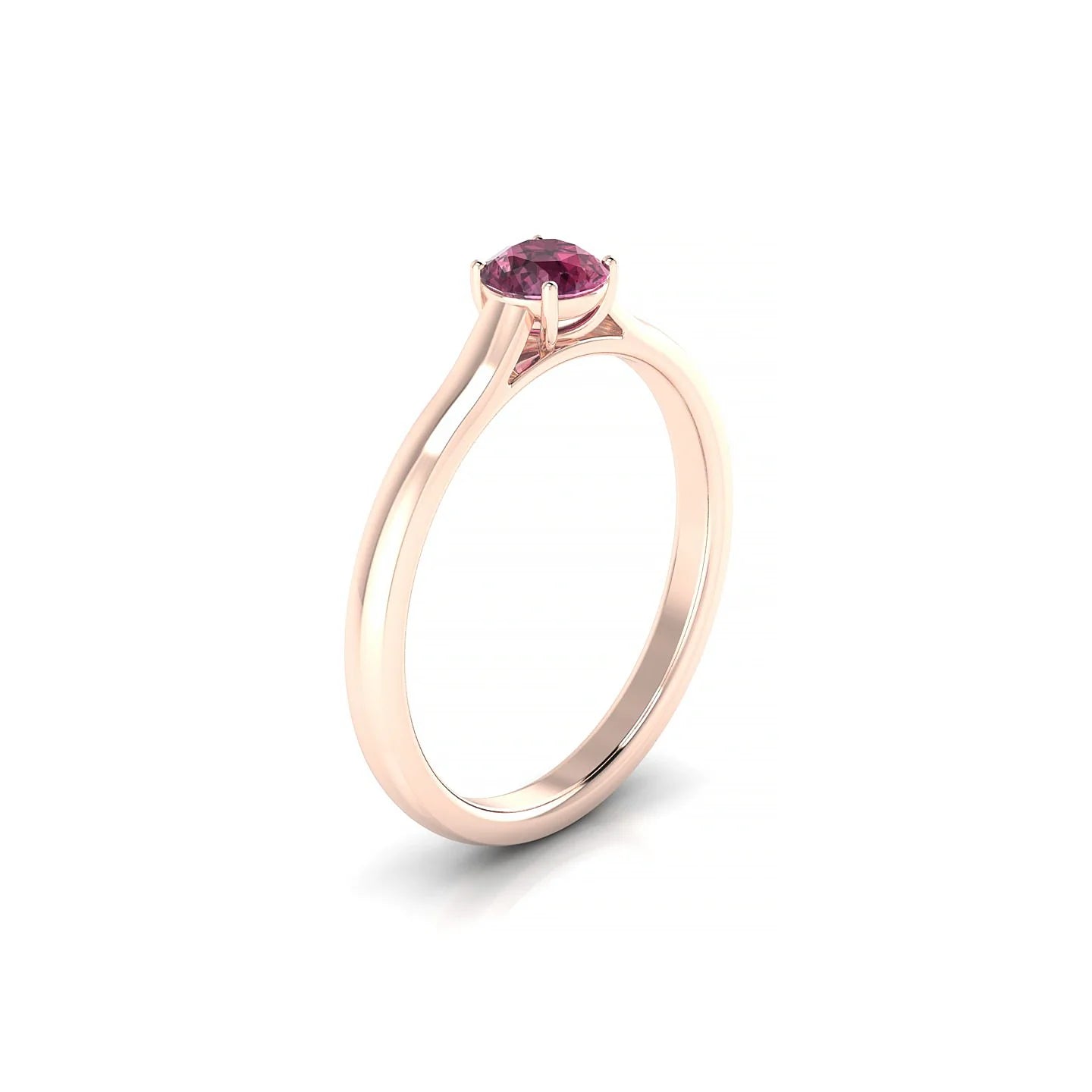 Cathedral | 18k Rose Gold 4.5 mm Round Rhodolite Ring