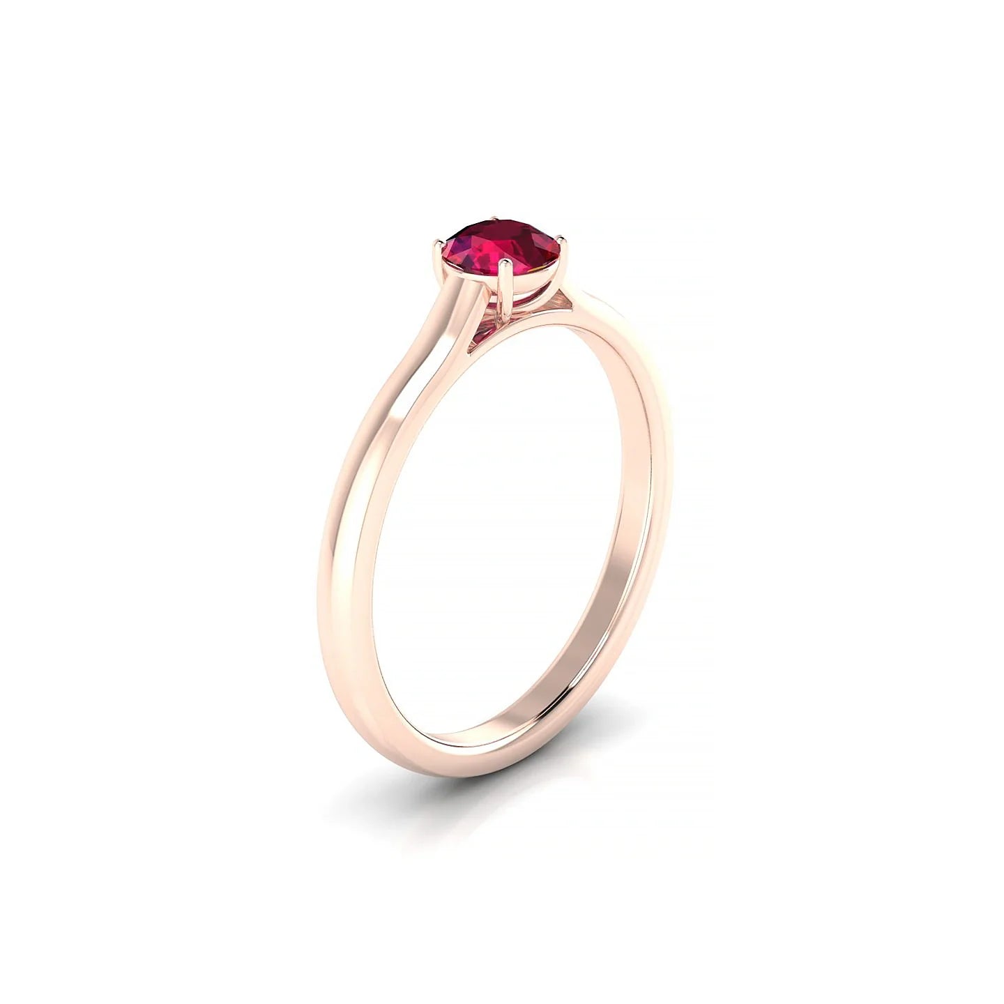 Cathedral | 18k Rose Gold 4.5 mm Round Ruby Ring