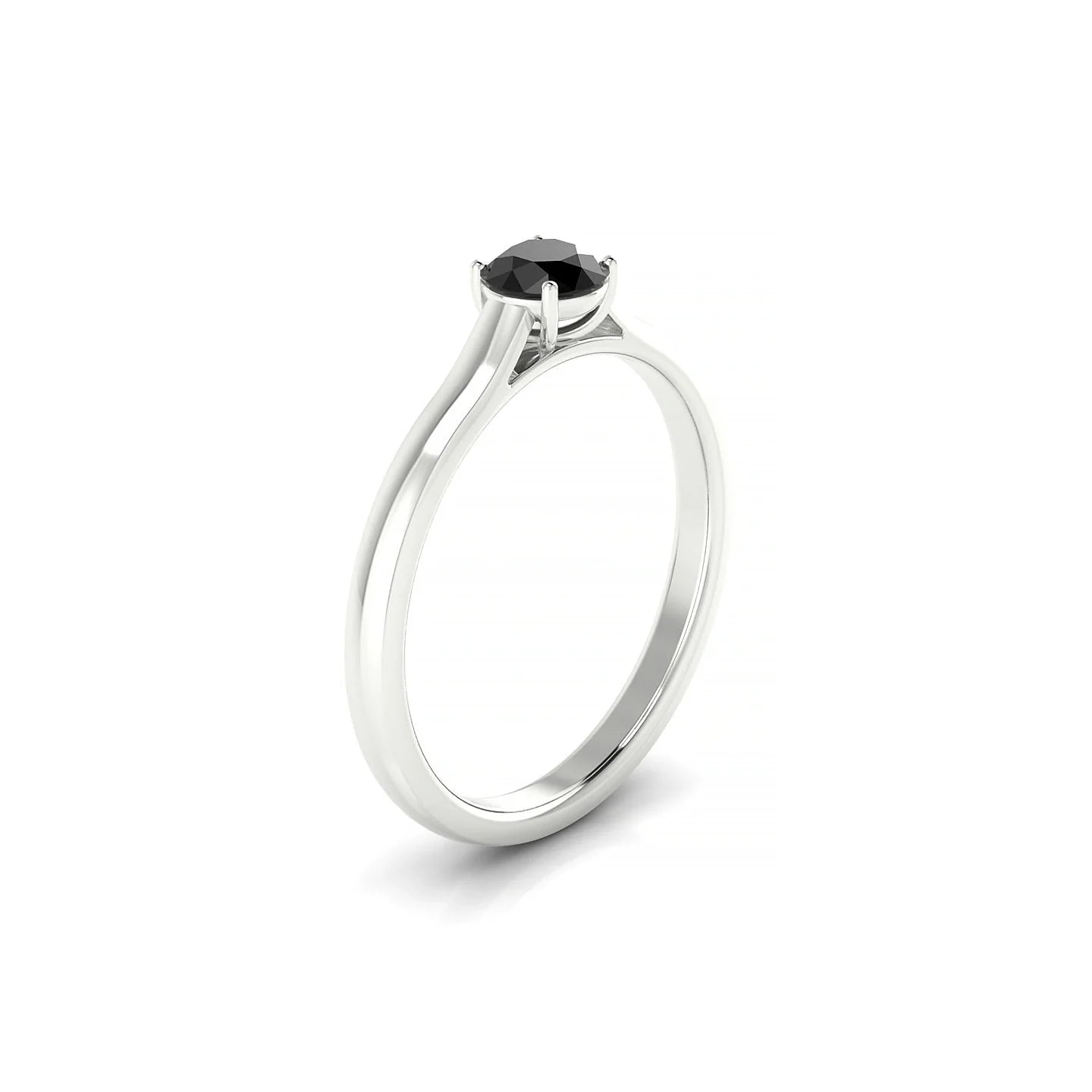 Cathedral | 18k White Gold 4.5 mm Round Black Diamond Ring