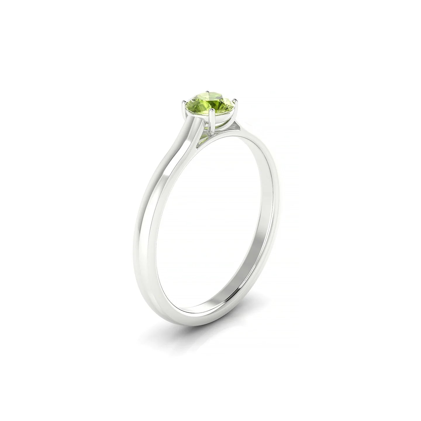 Cathedral | 18k White Gold 4.5 mm Round Peridot Ring