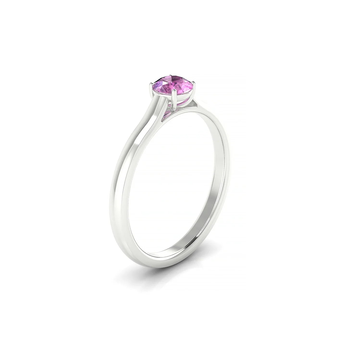 Cathedral | 18k White Gold 4.5 mm Round Pink Sapphire Ring