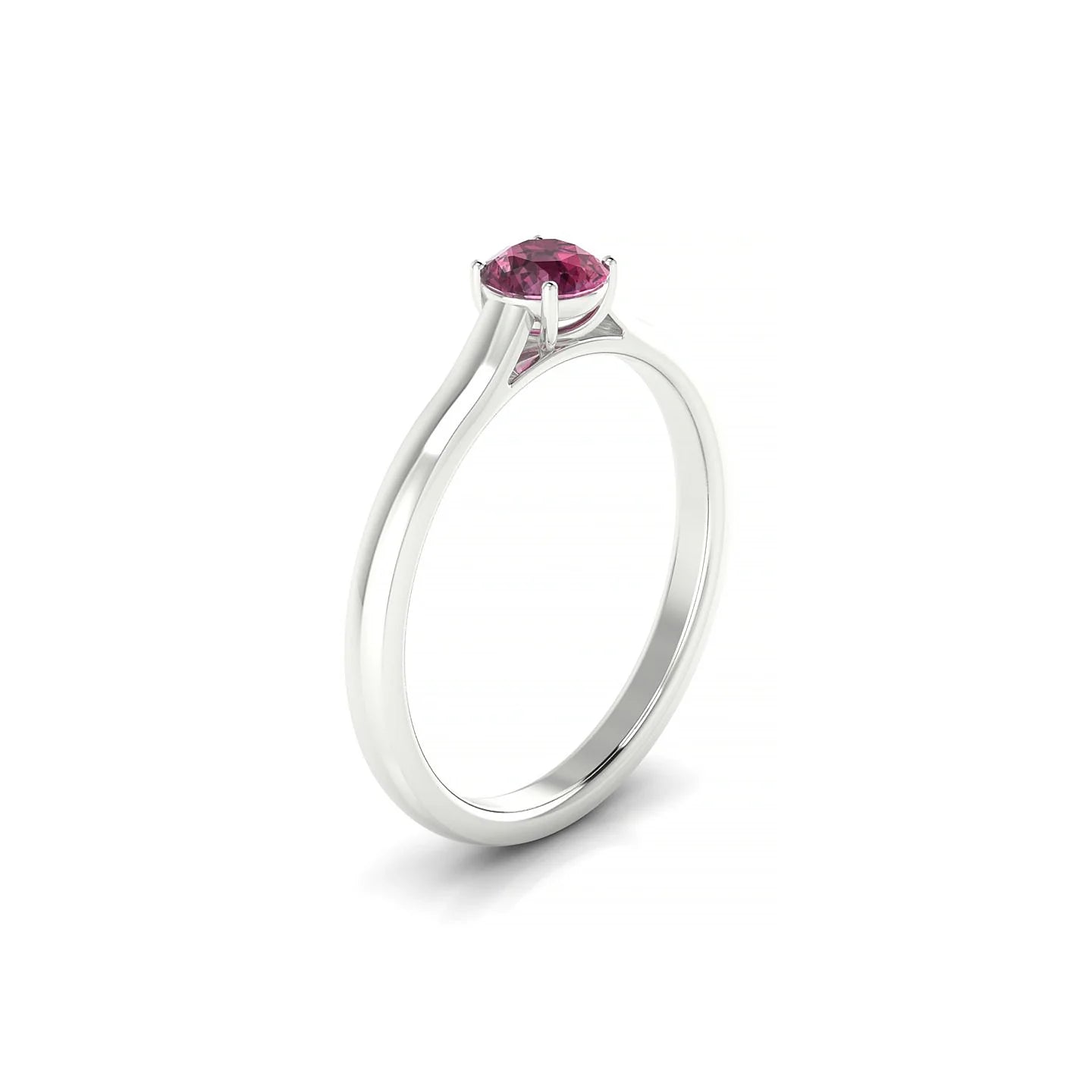 Cathedral | 18k White Gold 4.5 mm Round Rhodolite Ring