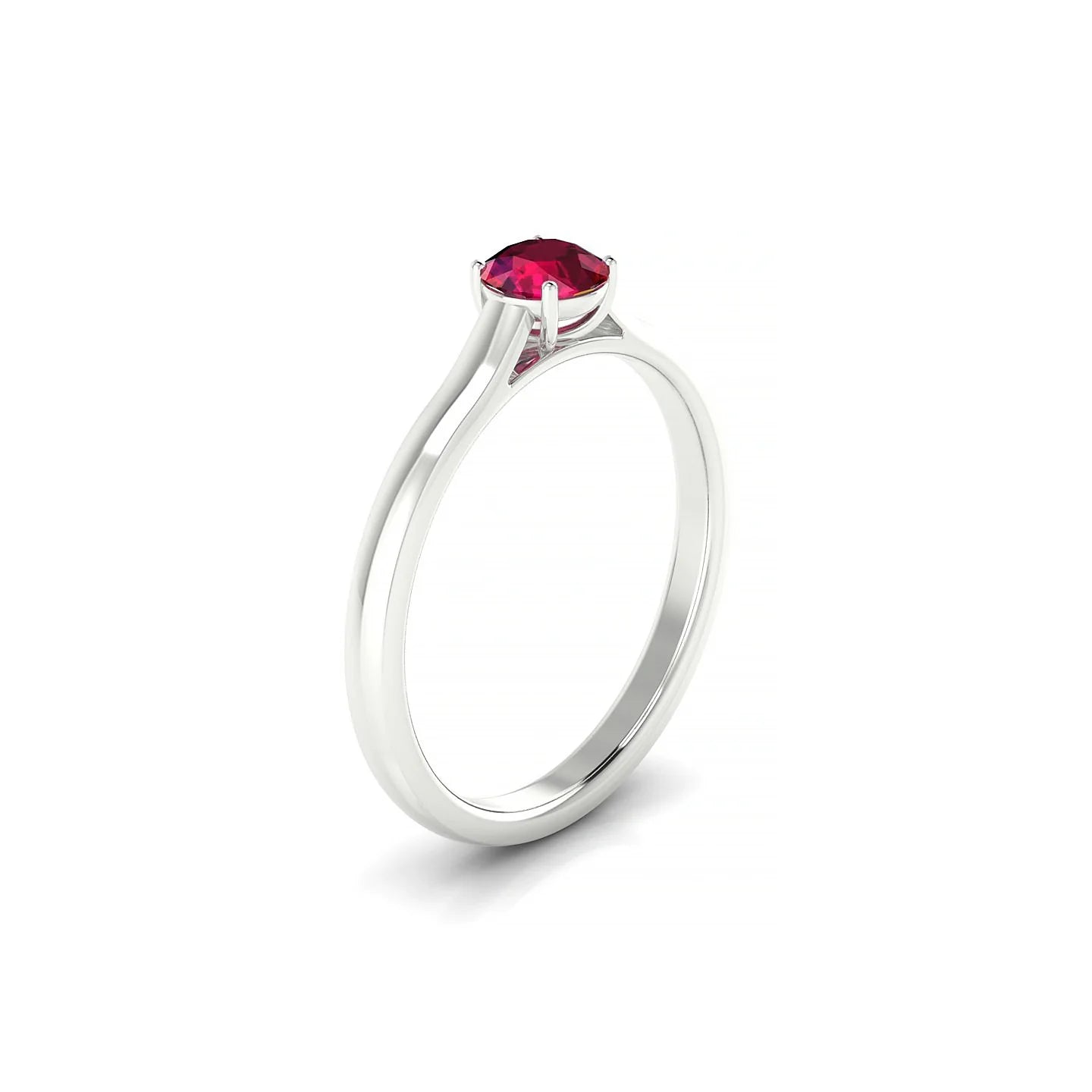 Cathedral | 18k White Gold 4.5 mm Round Ruby Ring