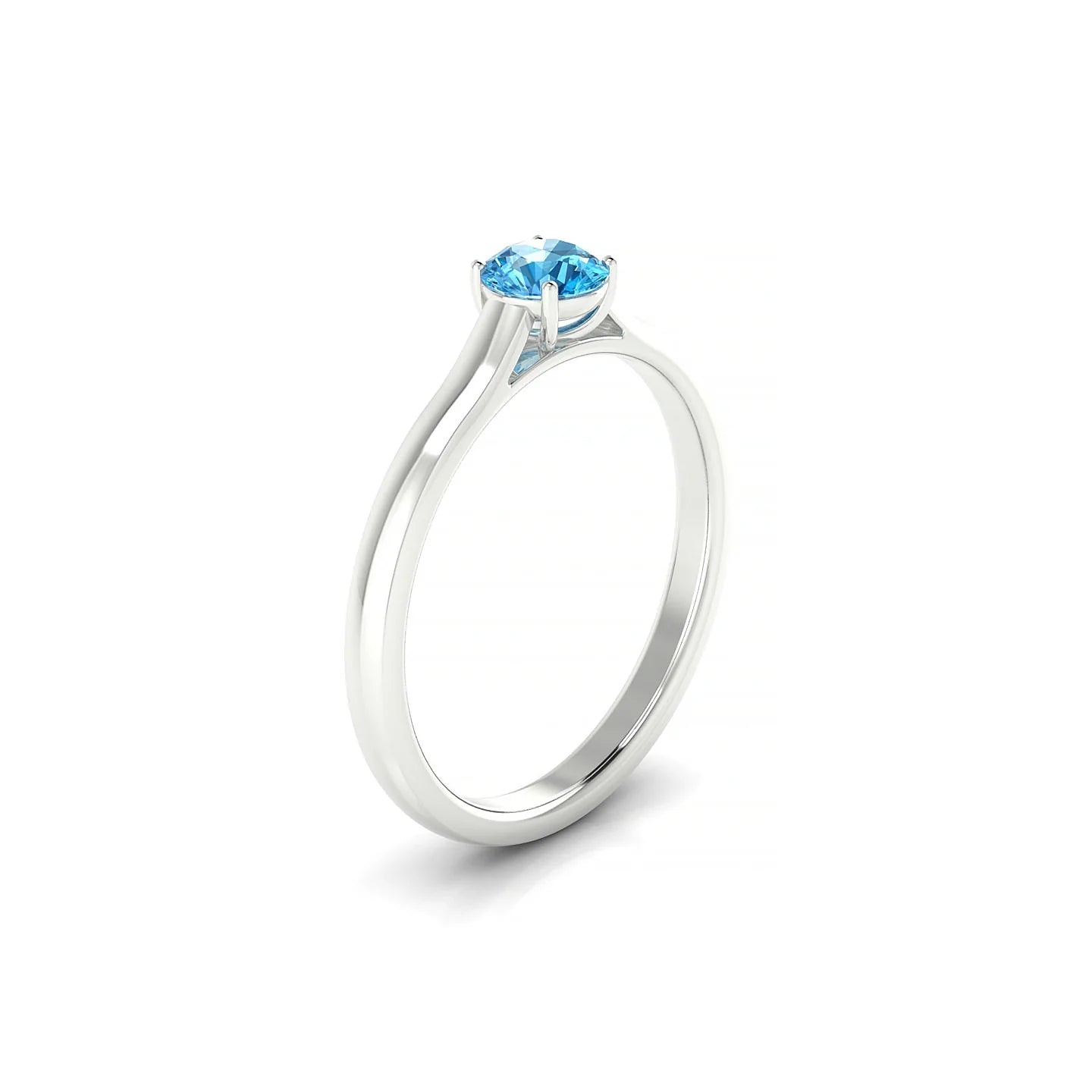 Cathedral | 18k White Gold 4.5 mm Round Topaz Ring