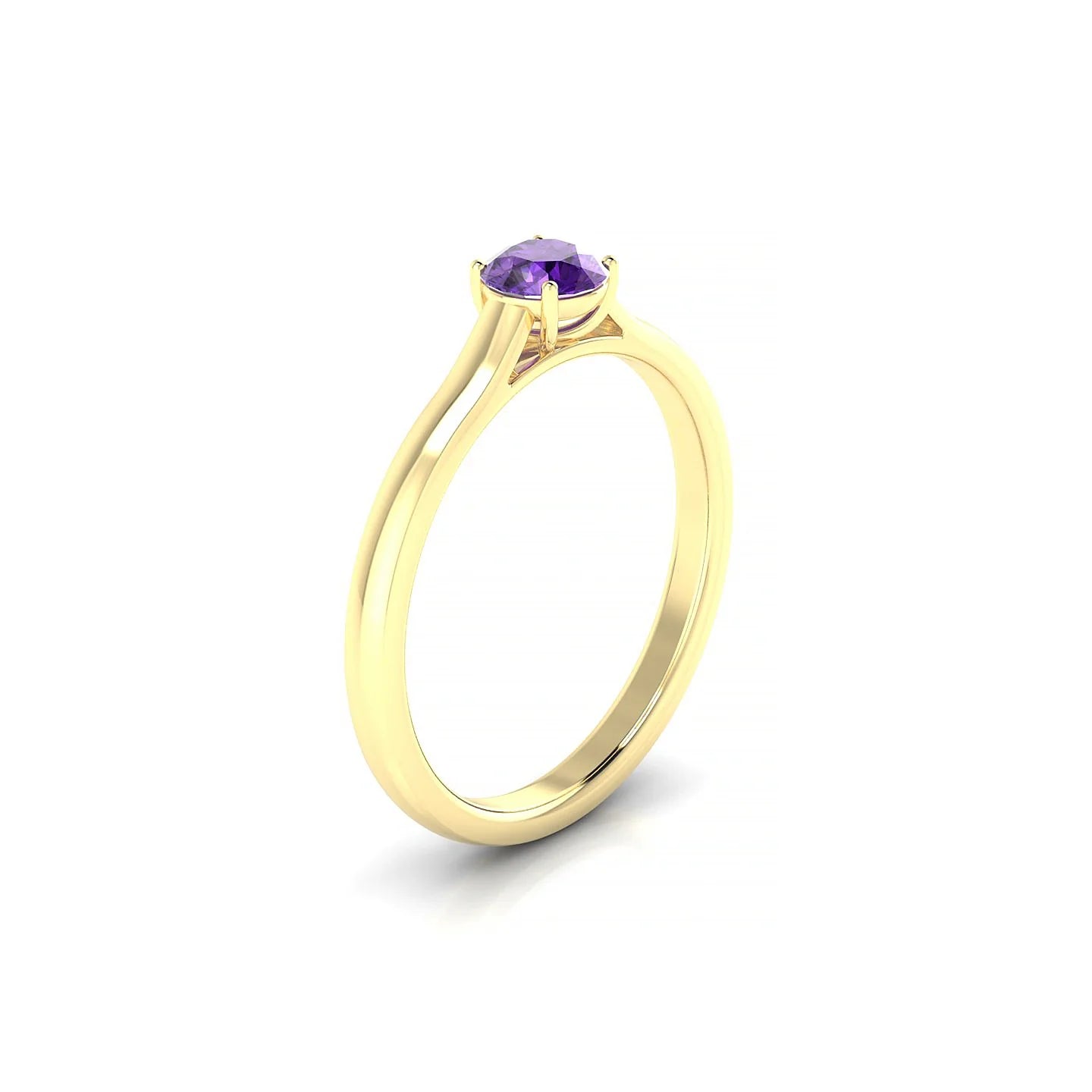Cathedral | 18k Yellow Gold 4.5 mm Round Amethyst Ring
