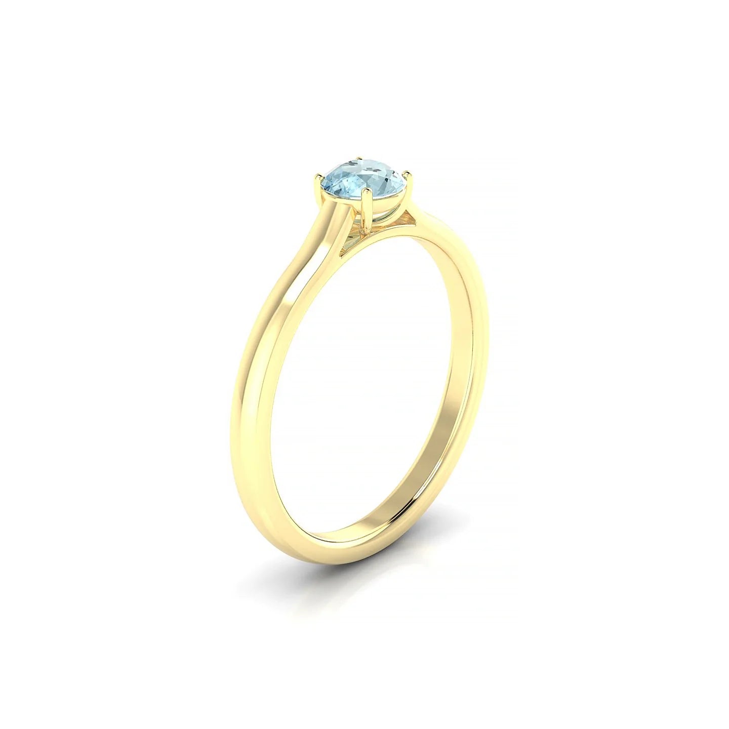 Cathedral | 18k Yellow Gold 4.5 mm Round Aquamarine Ring