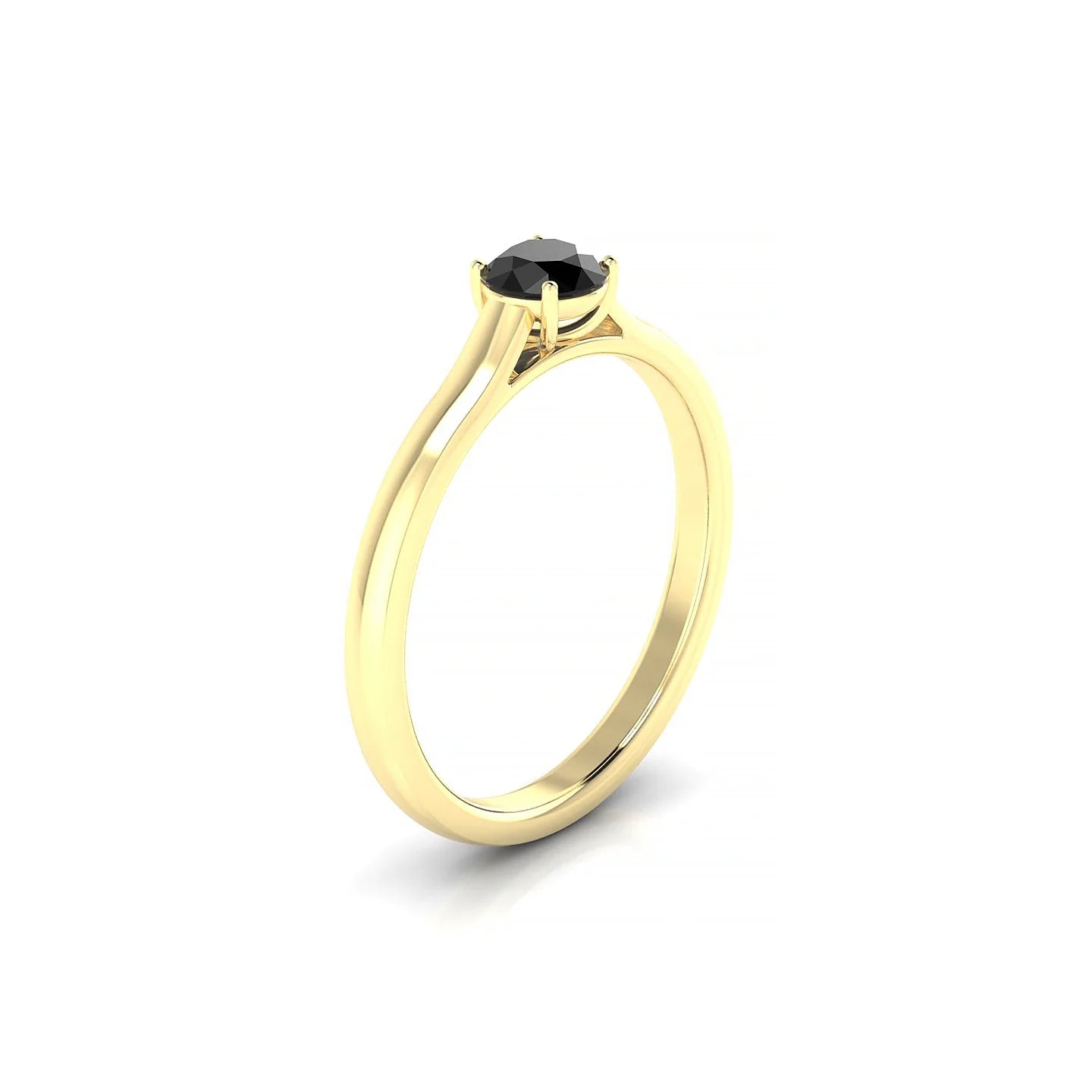 Cathedral | 18k Yellow Gold 4.5 mm Round Black Diamond Ring