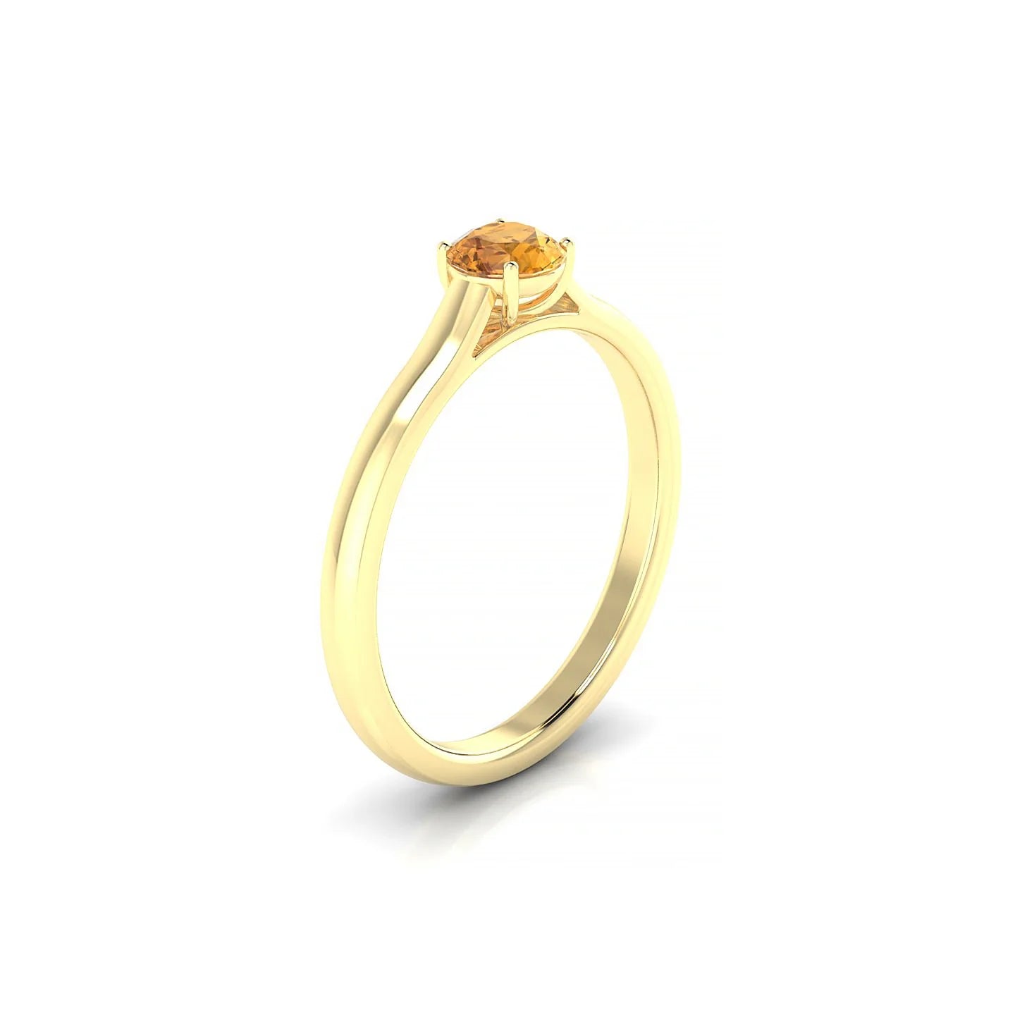 Cathedral | 18k Yellow Gold 4.5 mm Round Citrine Ring