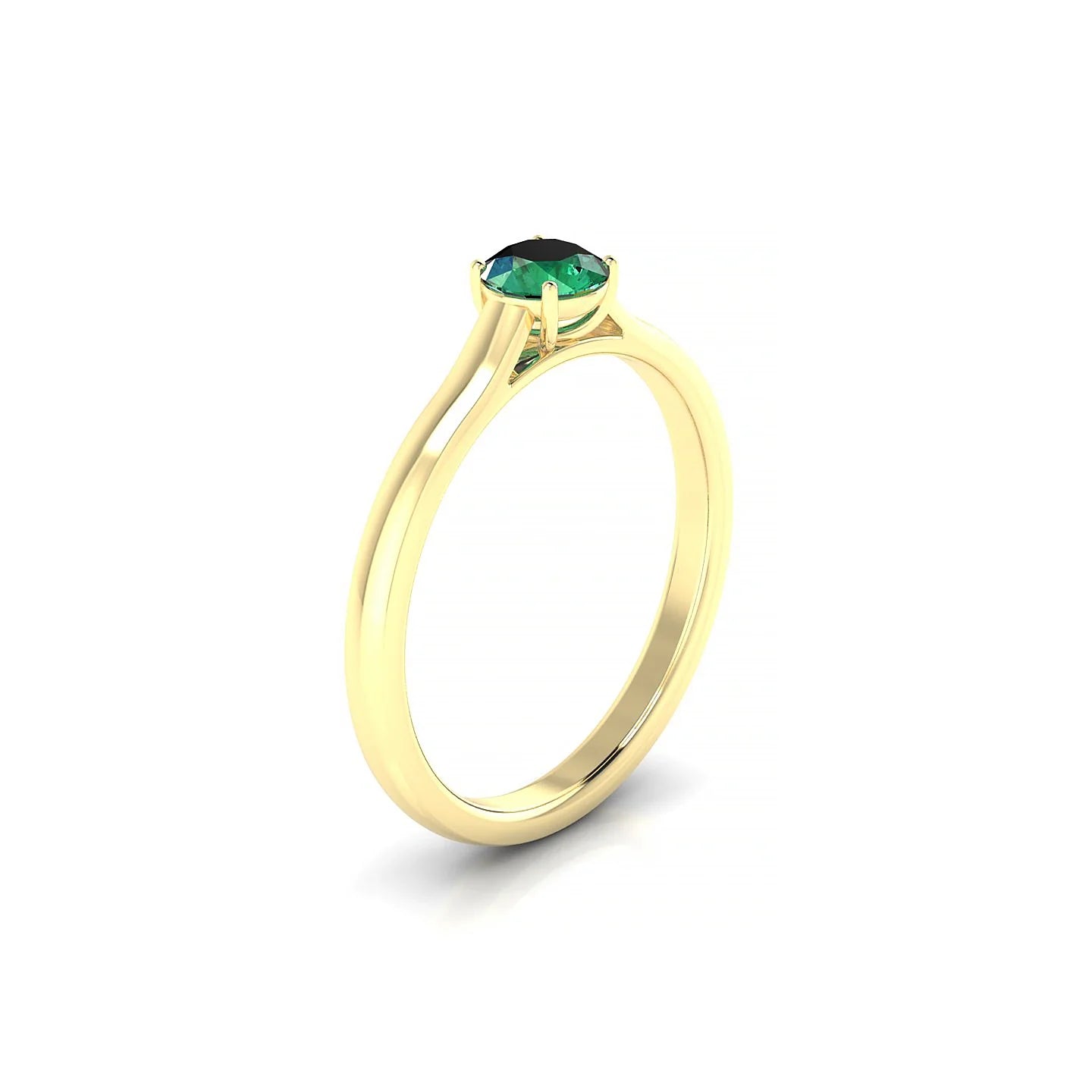 Cathedral | 18k Yellow Gold 4.5 mm Round Emerald Ring