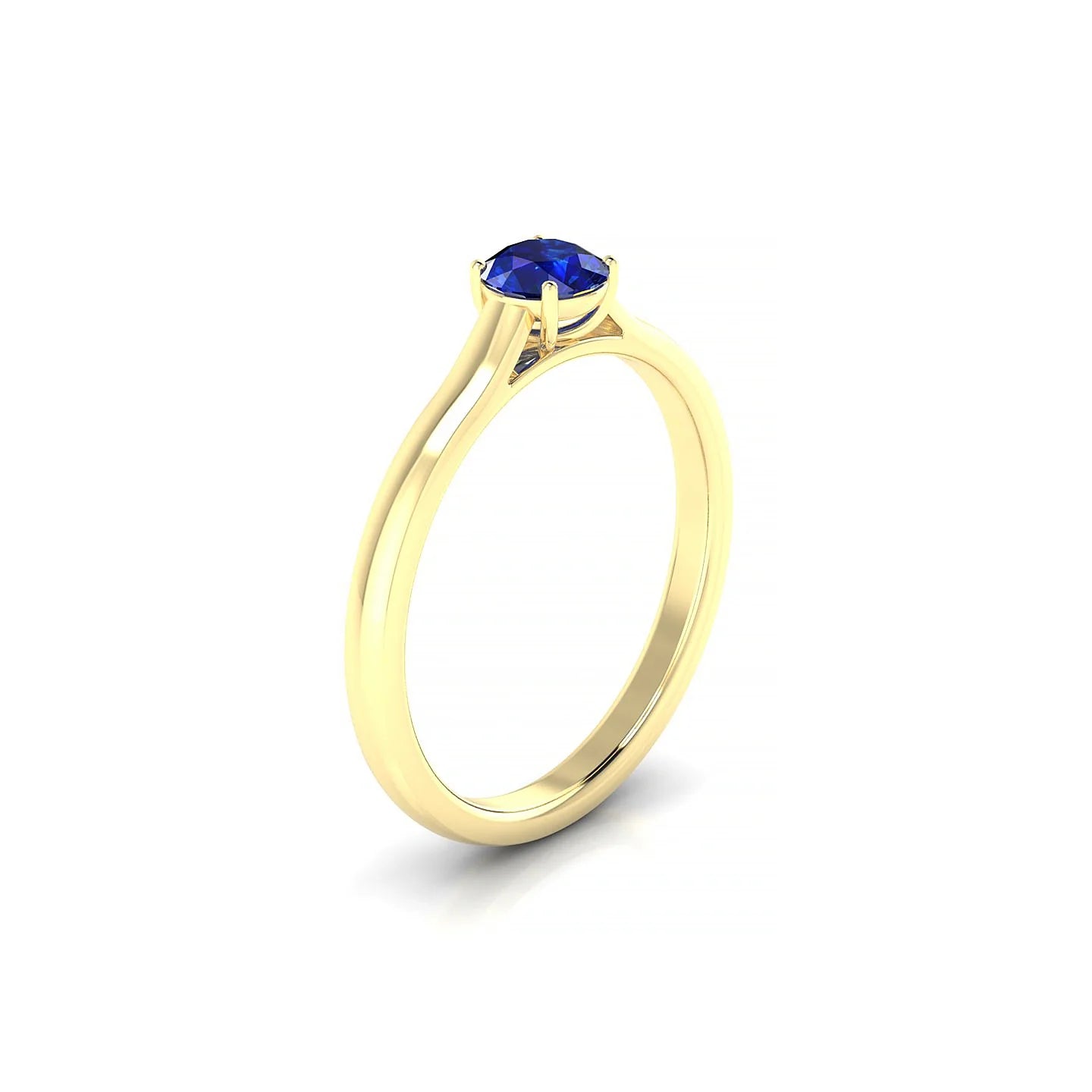 Cathedral | 18k Yellow Gold 4.5 mm Round Sapphire Ring