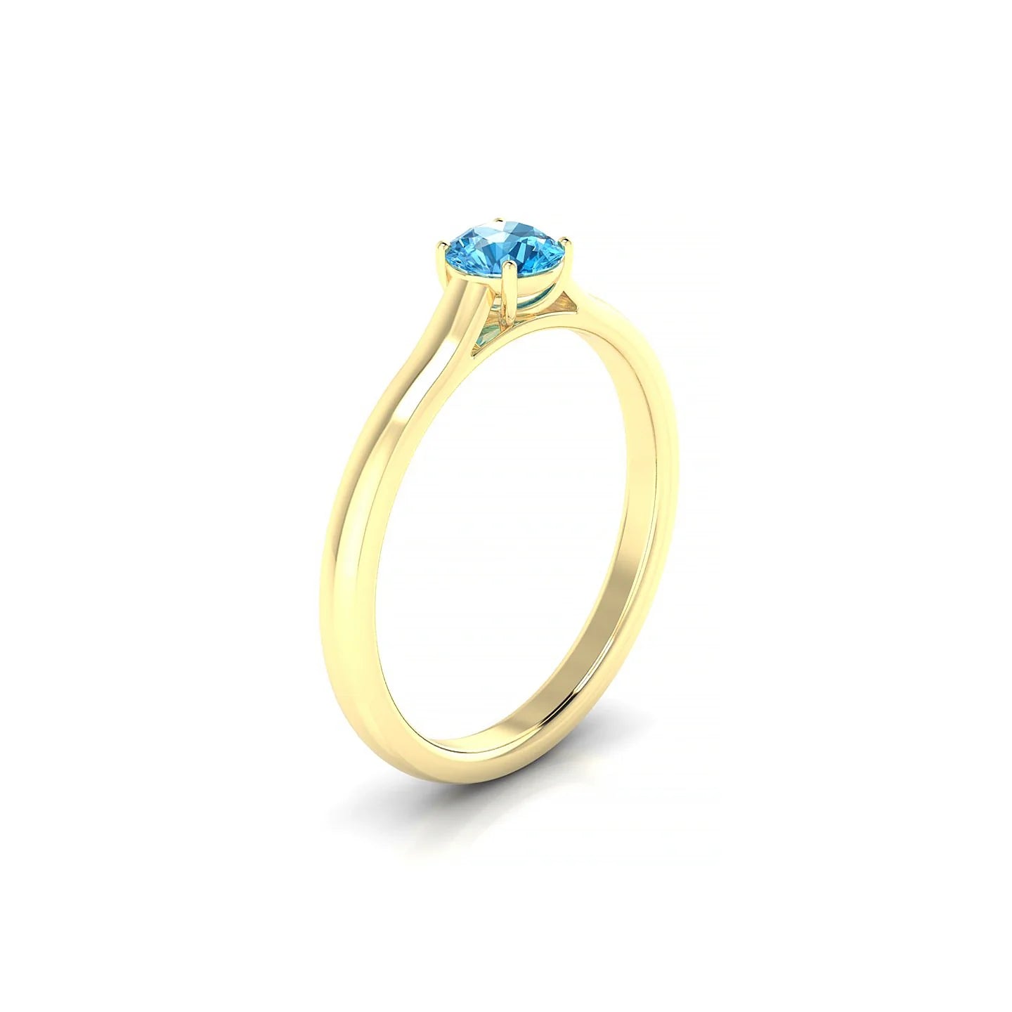 Cathedral | 18k Yellow Gold 4.5 mm Round Topaz Ring