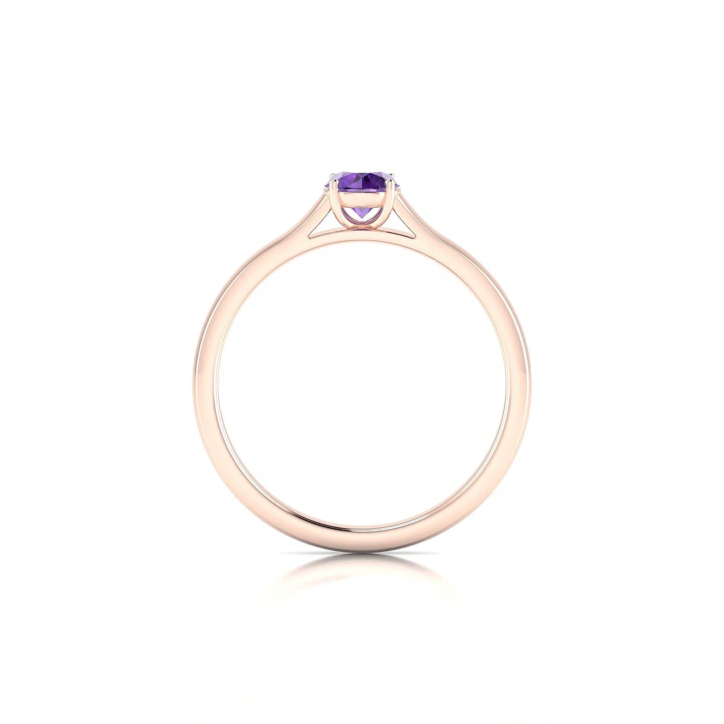 Cathedral | 18k Rose Gold 4.5 mm Round Amethyst Ring