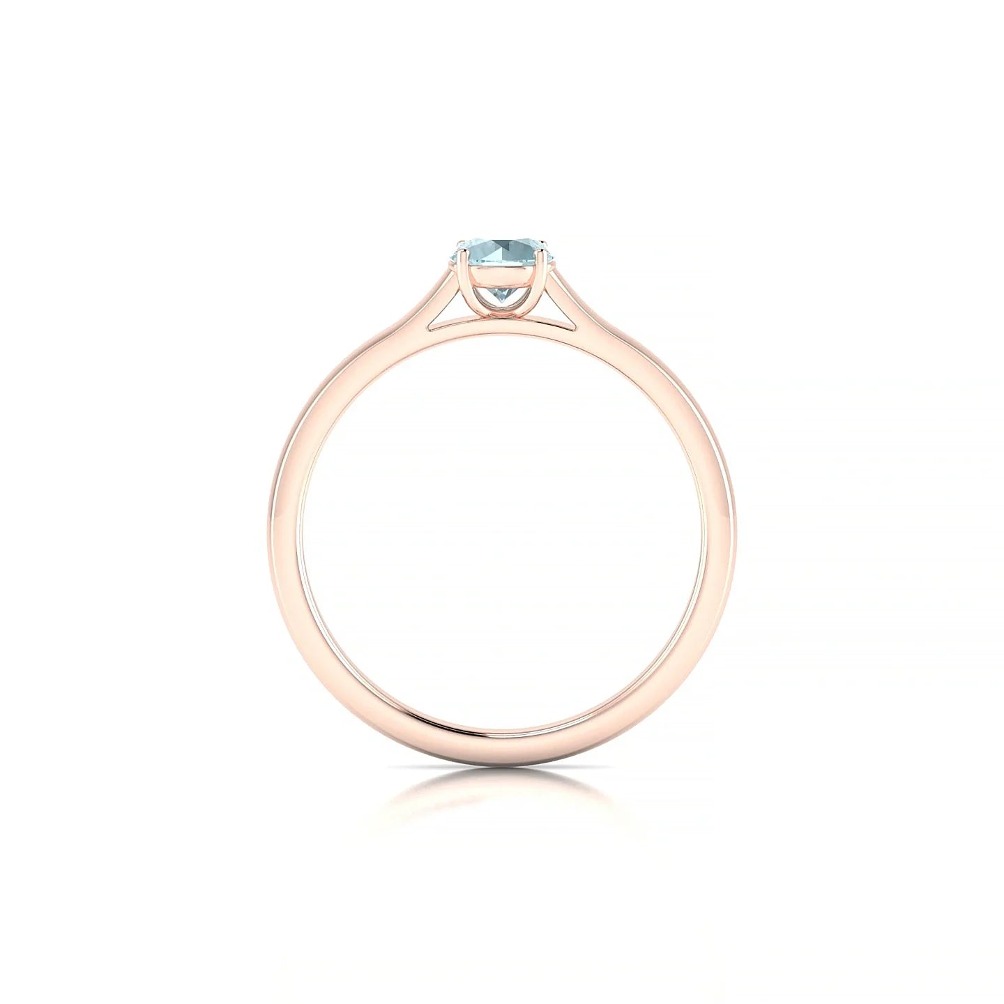 Cathedral | 18k Rose Gold 4.5 mm Round Aquamarine Ring