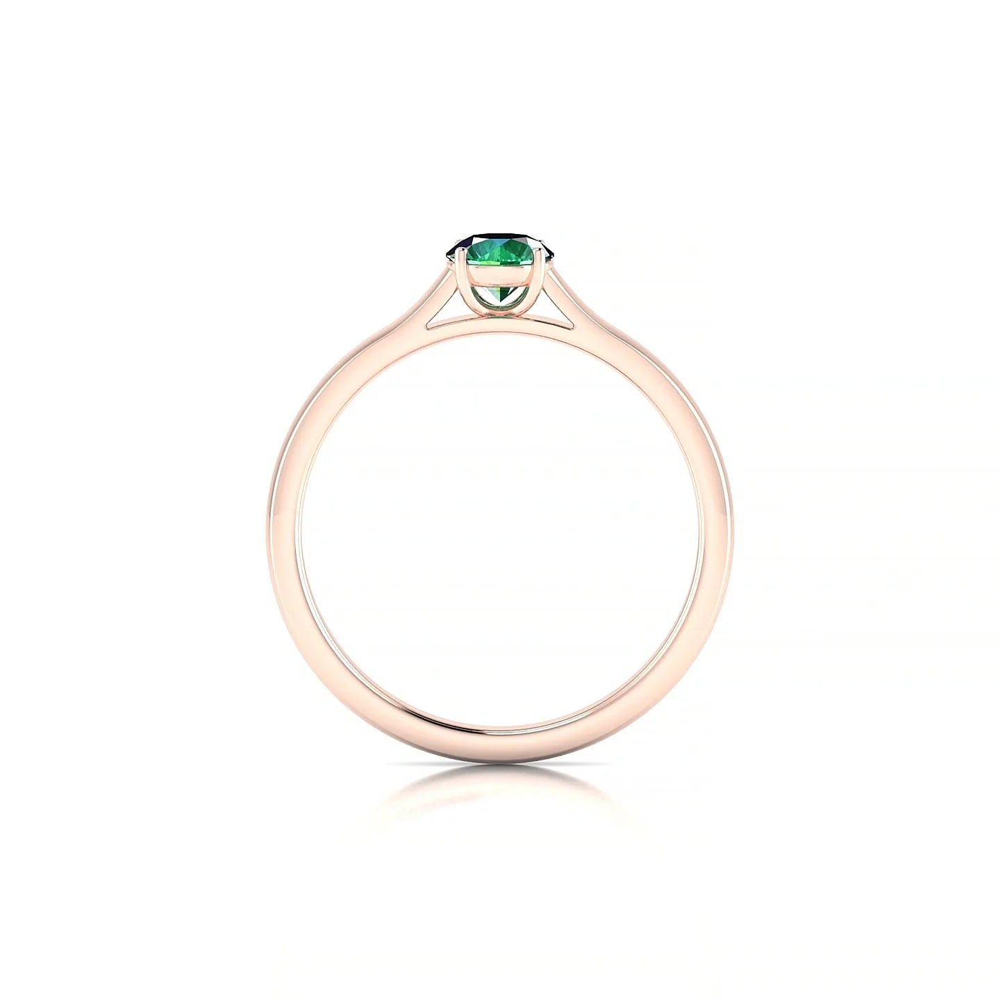 Cathedral | 18k Rose Gold 4.5 mm Round Emerald Ring