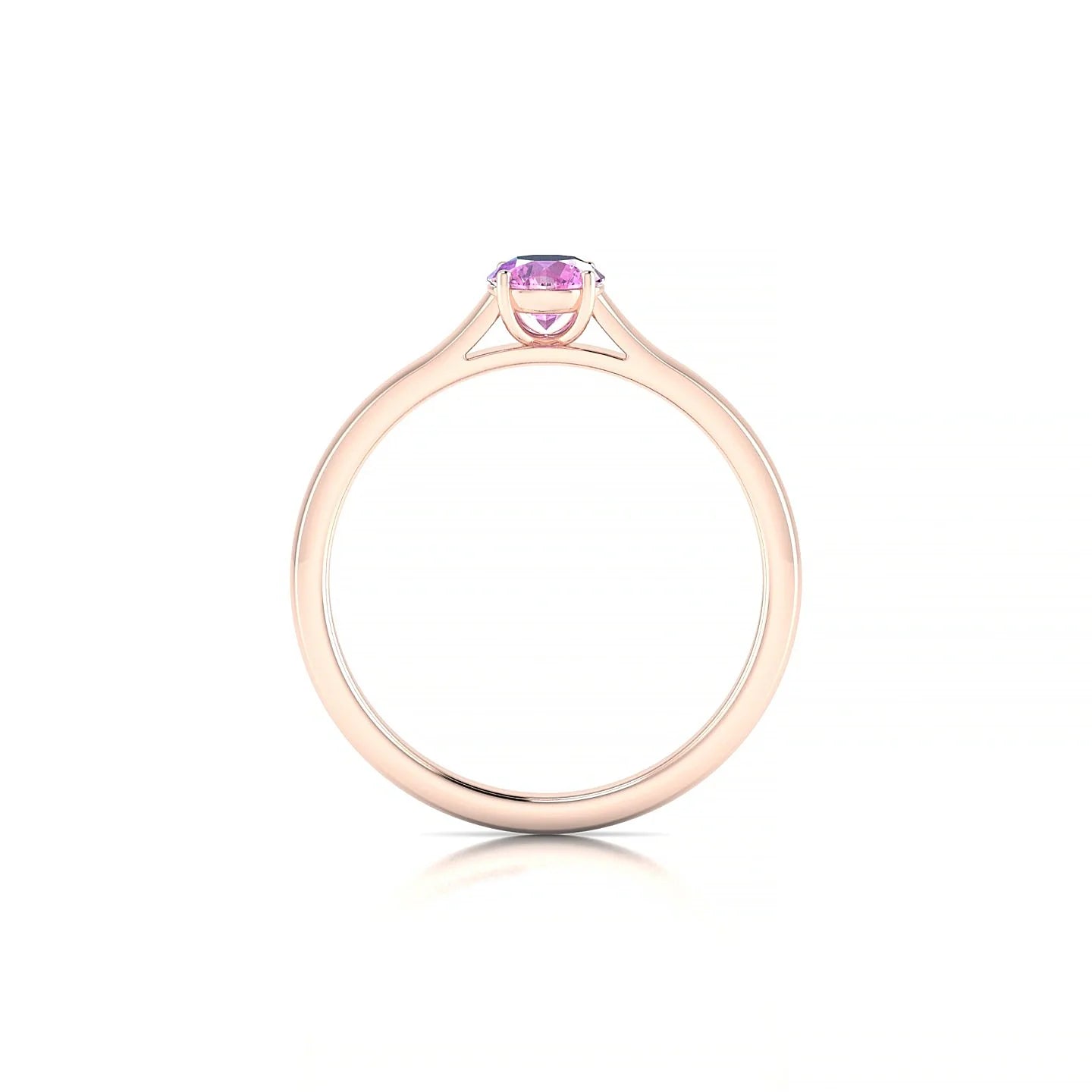 Cathedral | 18k Rose Gold 4.5 mm Round Pink Sapphire Ring
