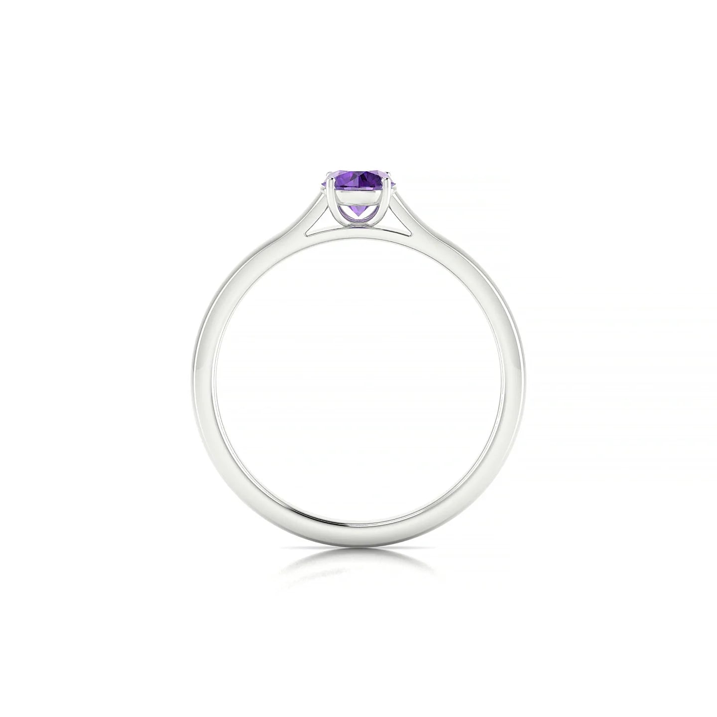 Cathedral | 18k White Gold 4.5 mm Round Amethyst Ring