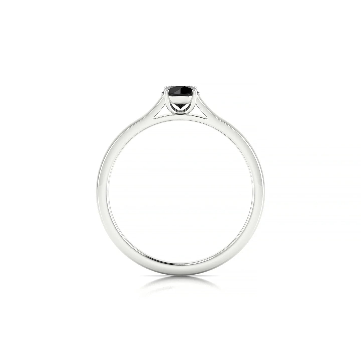 Cathedral | 18k White Gold 4.5 mm Round Black Diamond Ring
