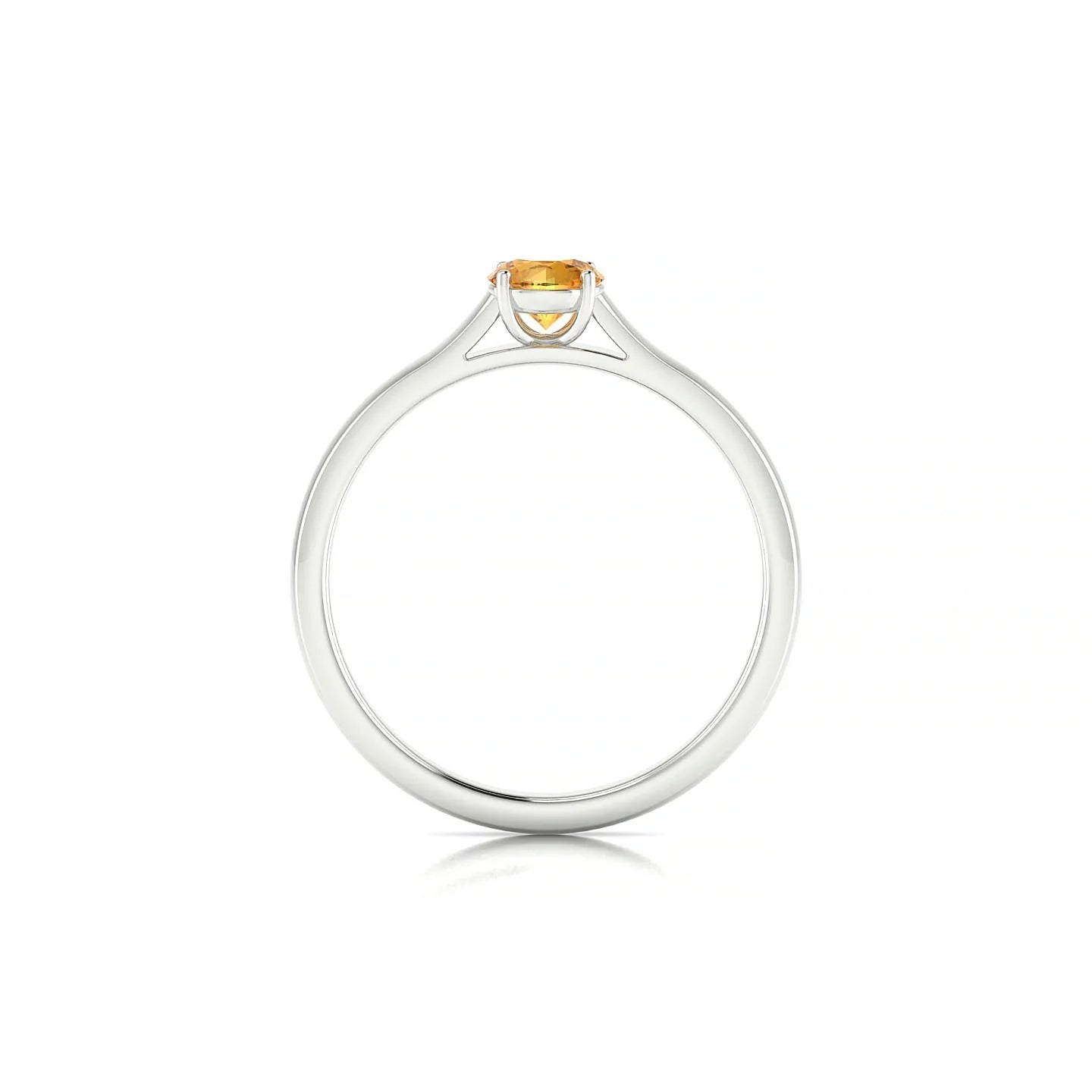 Cathedral | 18k White Gold 4.5 mm Round Citrine Ring