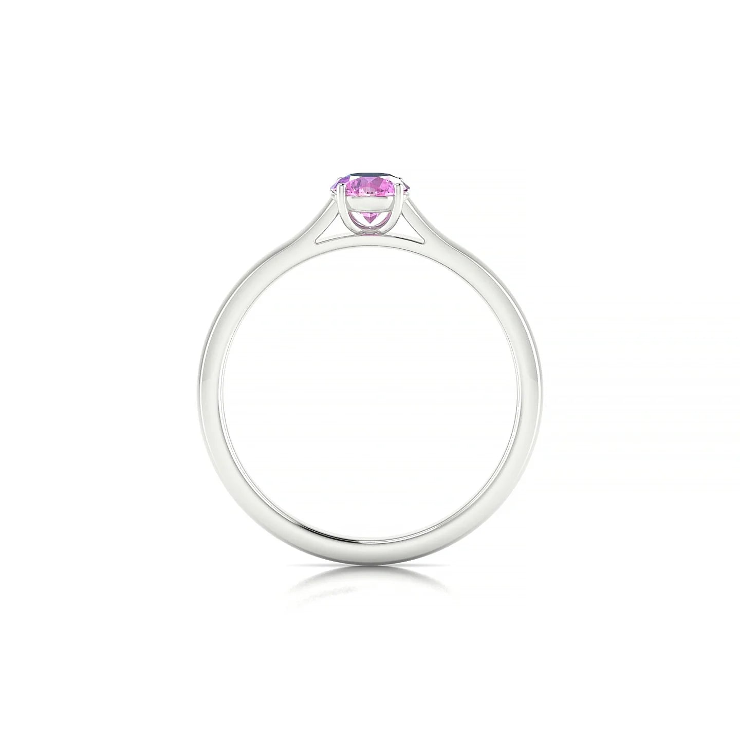 Cathedral | 18k White Gold 4.5 mm Round Pink Sapphire Ring