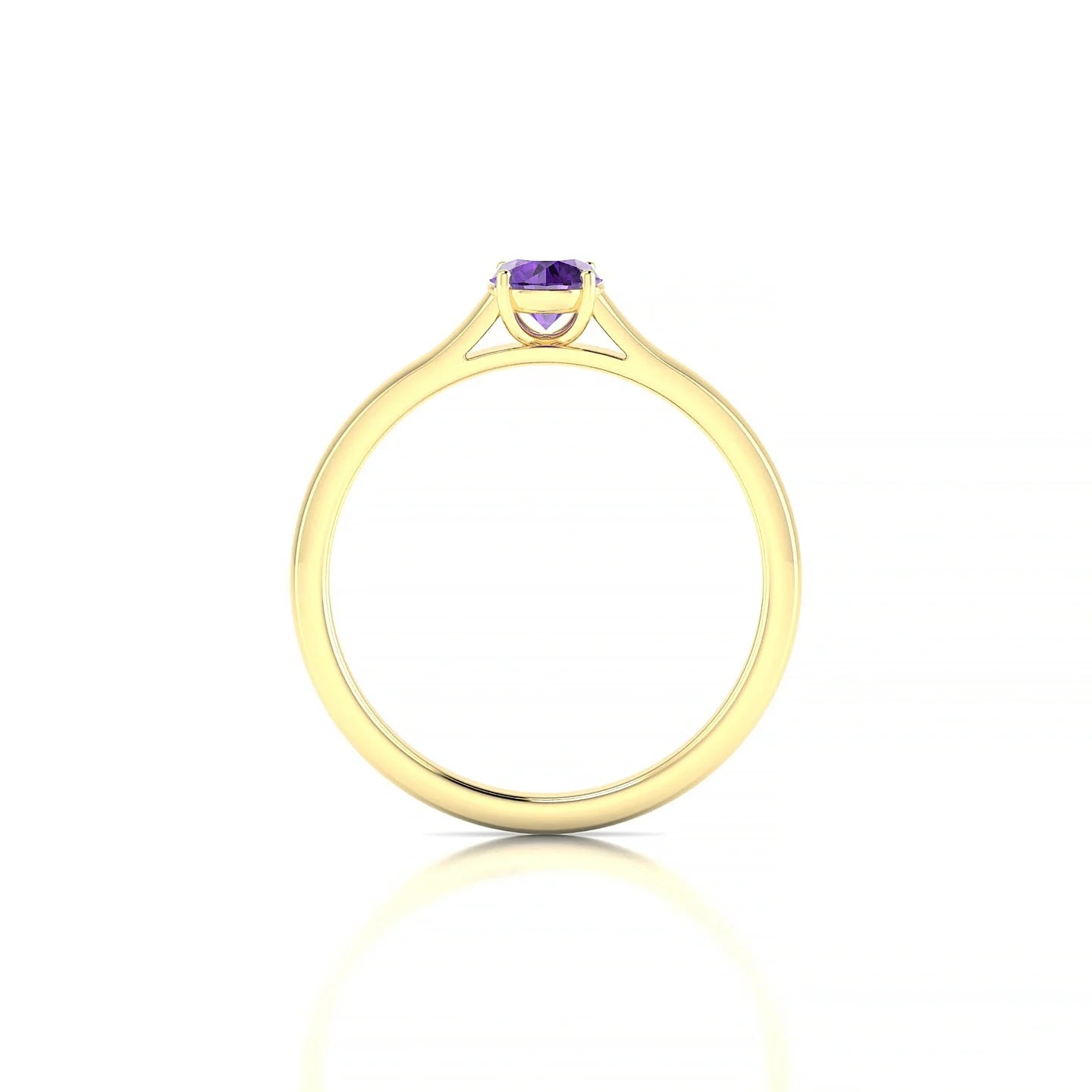 Cathedral | 18k Yellow Gold 4.5 mm Round Amethyst Ring