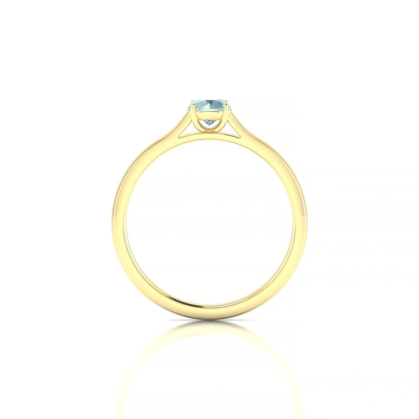 Cathedral | 18k Yellow Gold 4.5 mm Round Aquamarine Ring