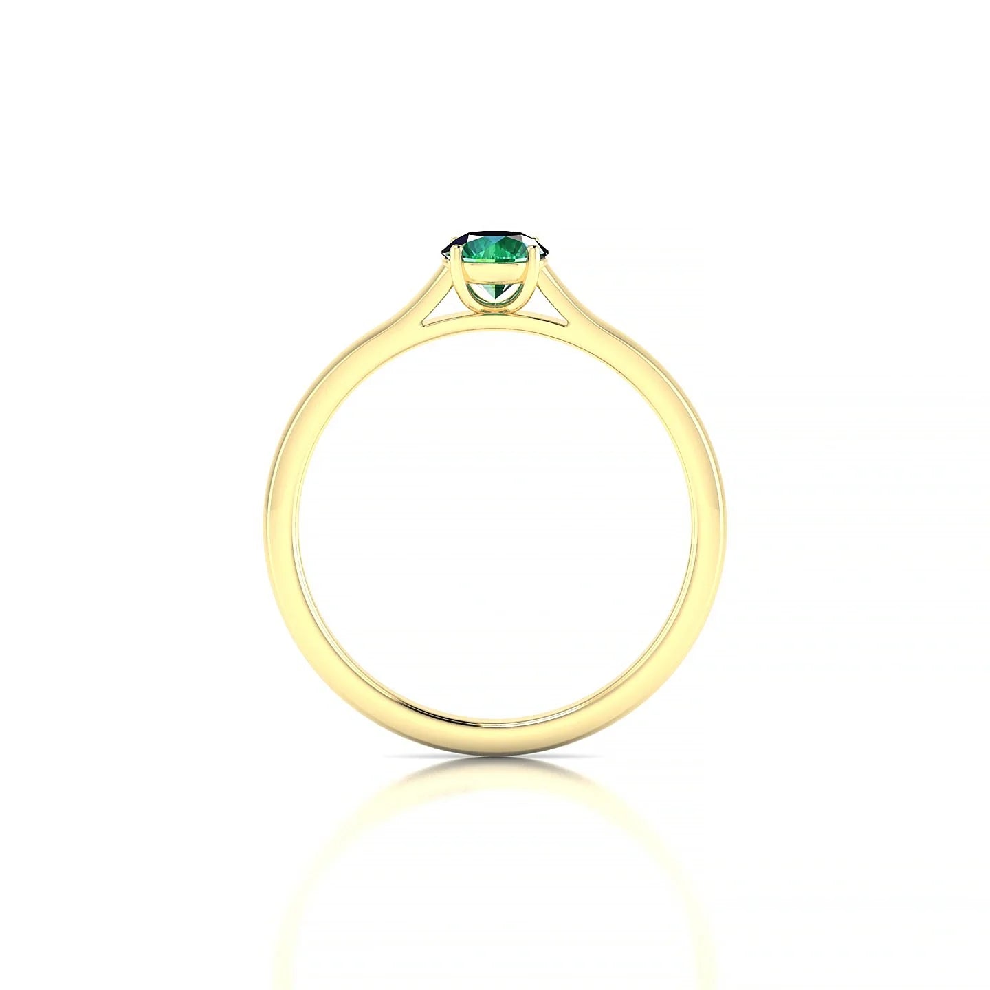 Cathedral | 18k Yellow Gold 4.5 mm Round Emerald Ring