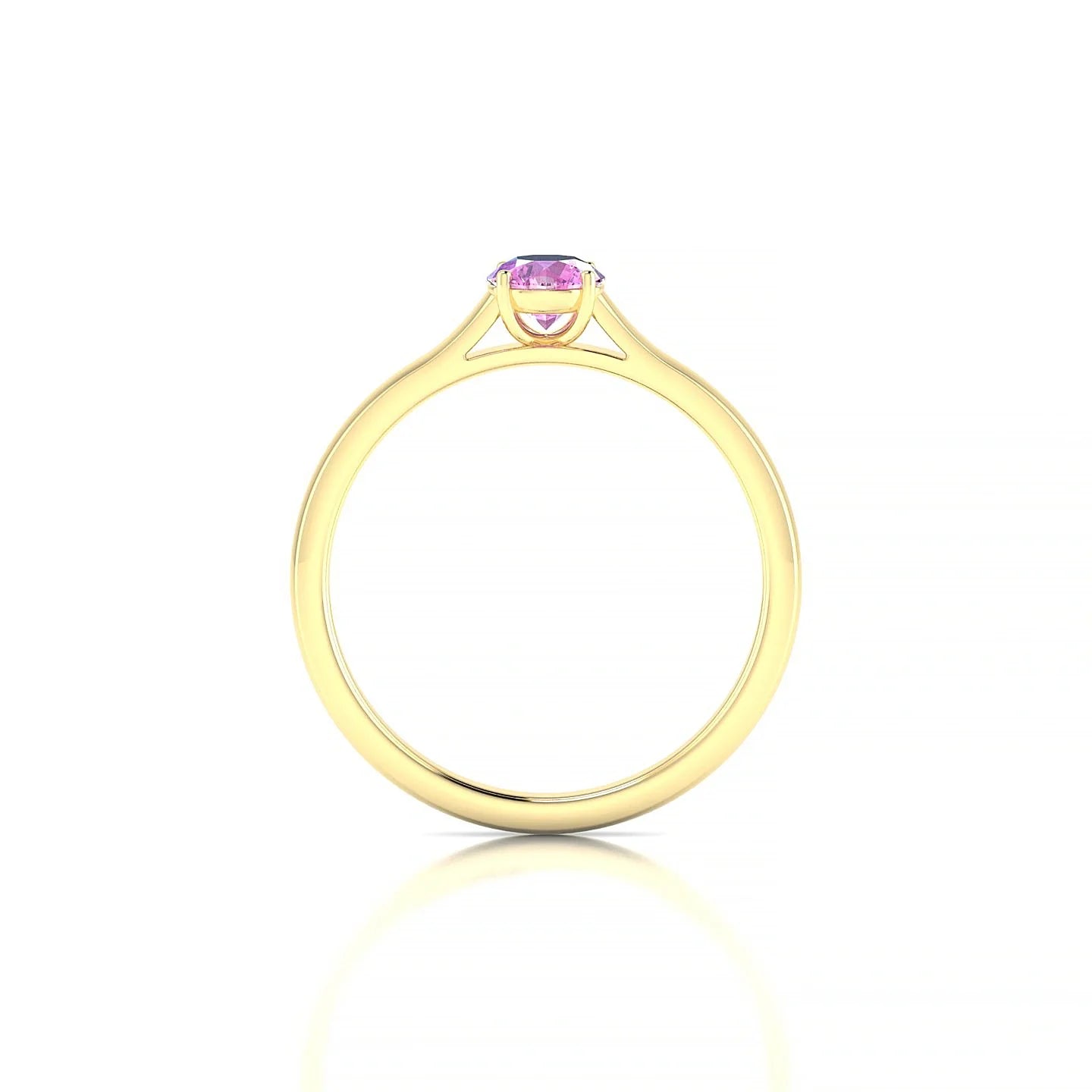 Cathedral | 18k Yellow Gold 4.5 mm Round Pink Sapphire Ring
