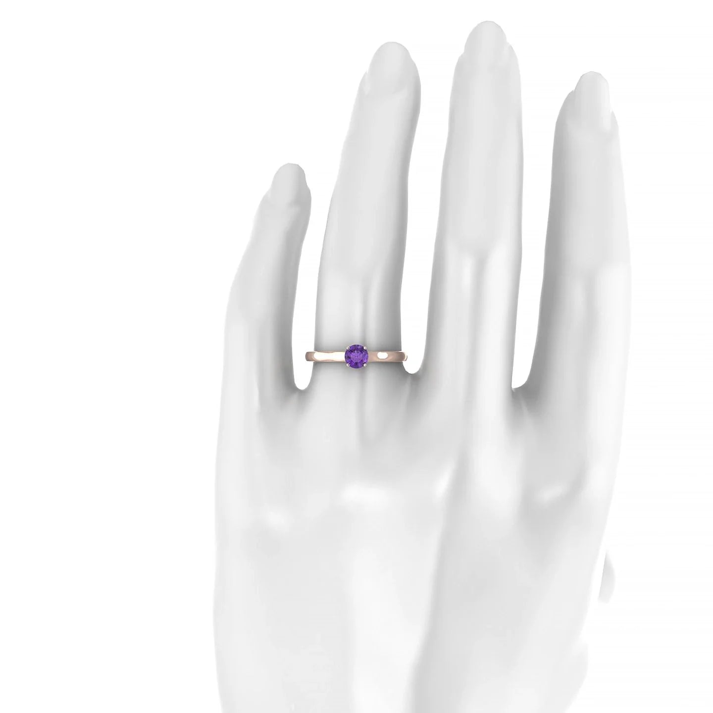 Cathedral | 18k Rose Gold 4.5 mm Round Amethyst Ring