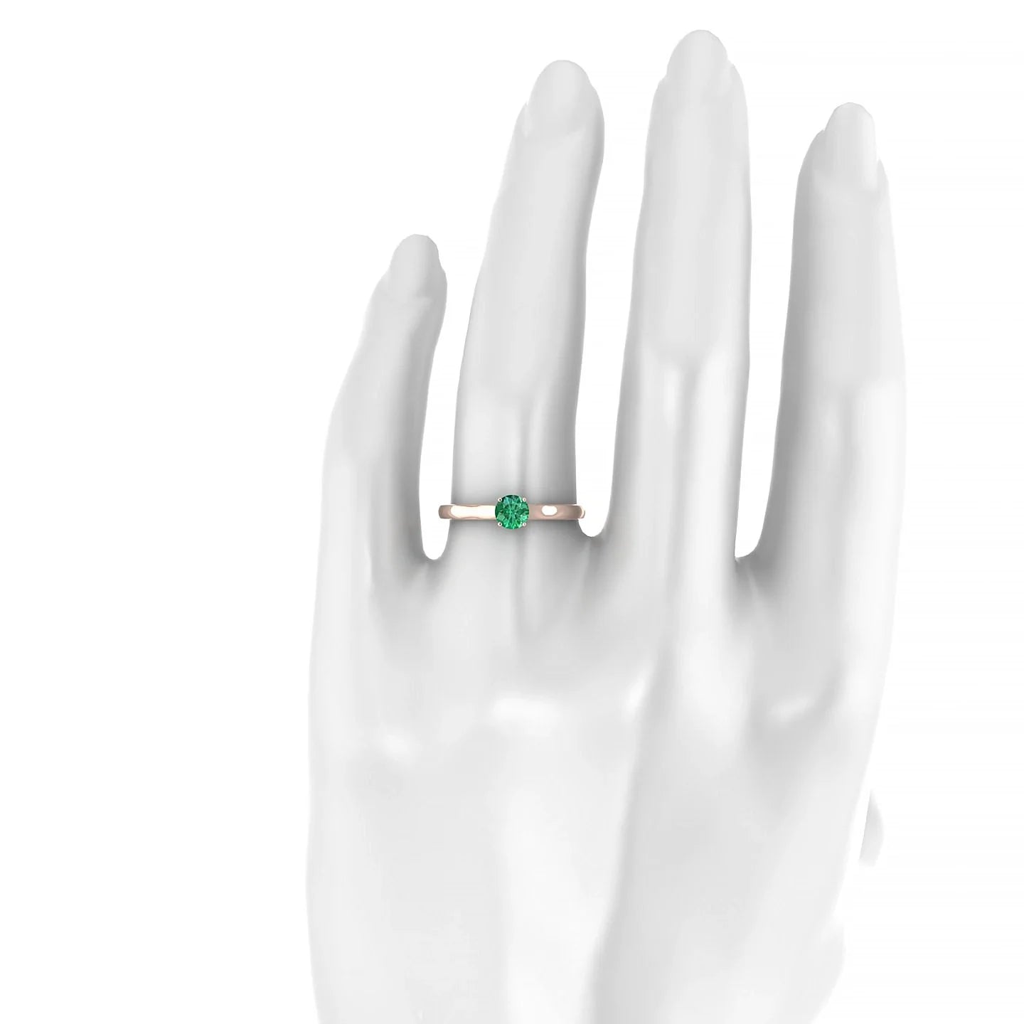 Cathedral | 18k Rose Gold 4.5 mm Round Emerald Ring