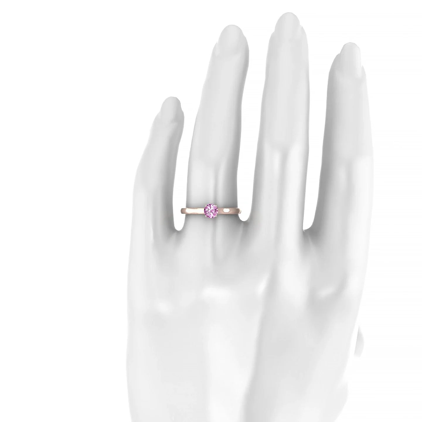 Cathedral | 18k Rose Gold 4.5 mm Round Pink Sapphire Ring