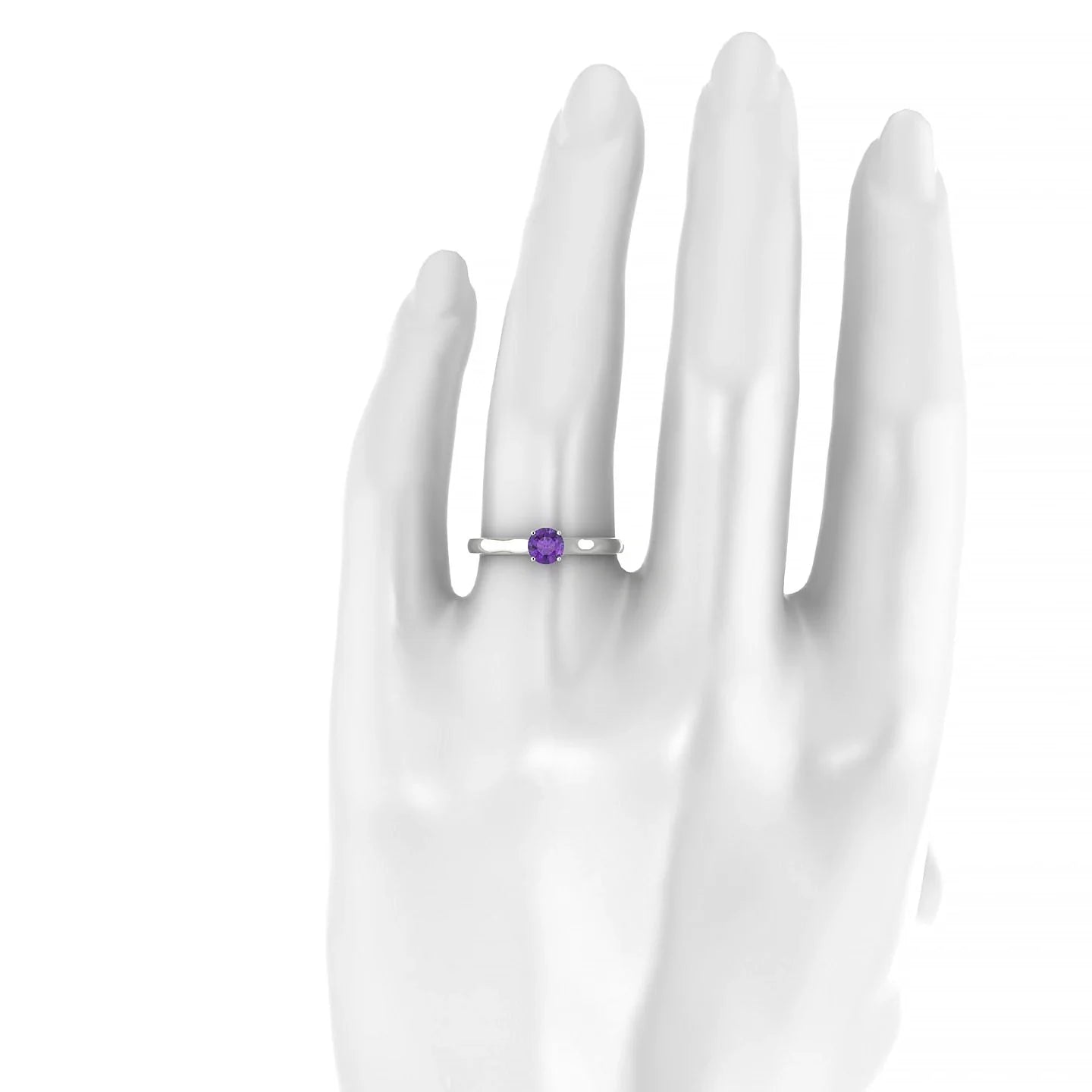 Cathedral | 18k White Gold 4.5 mm Round Amethyst Ring