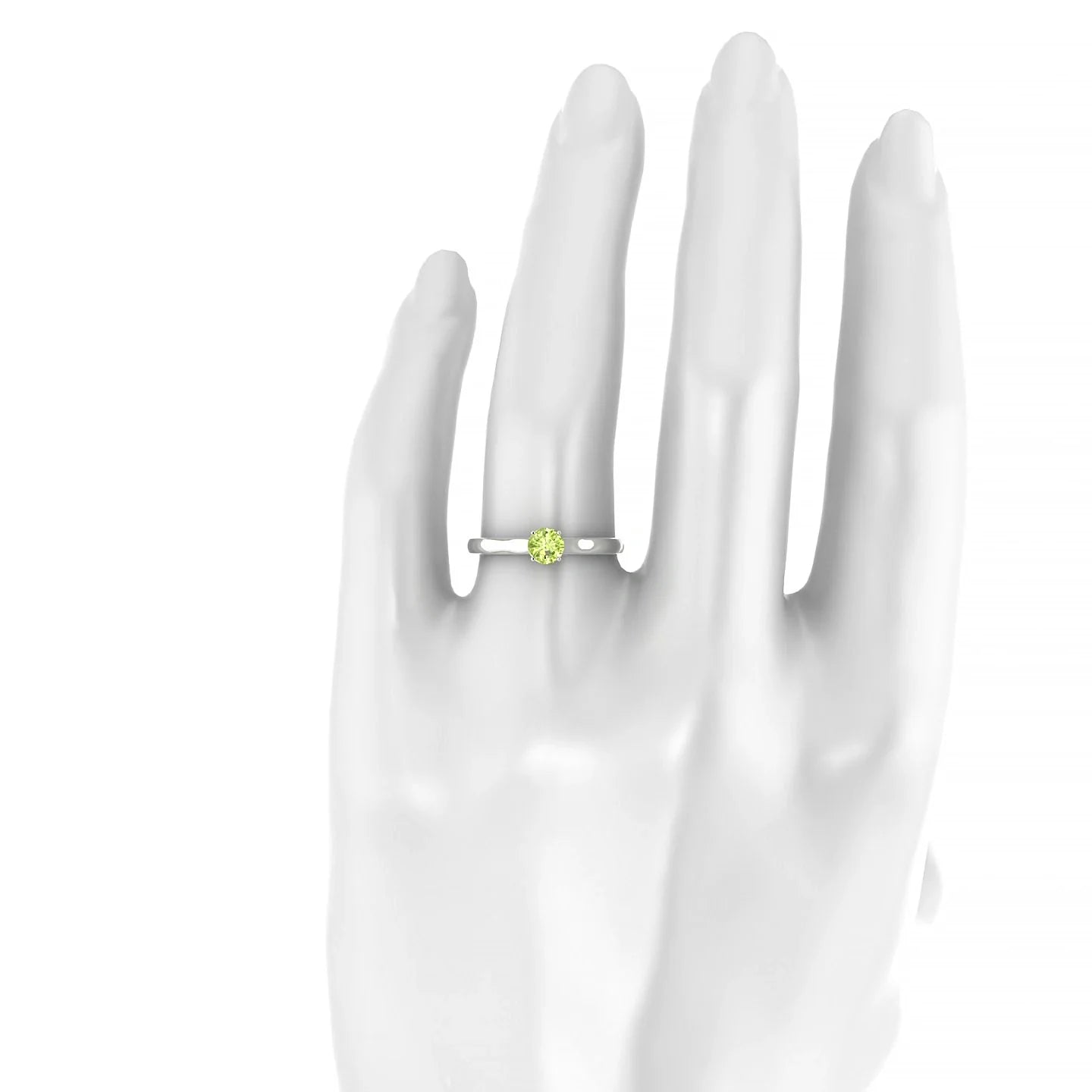 Cathedral | 18k White Gold 4.5 mm Round Peridot Ring