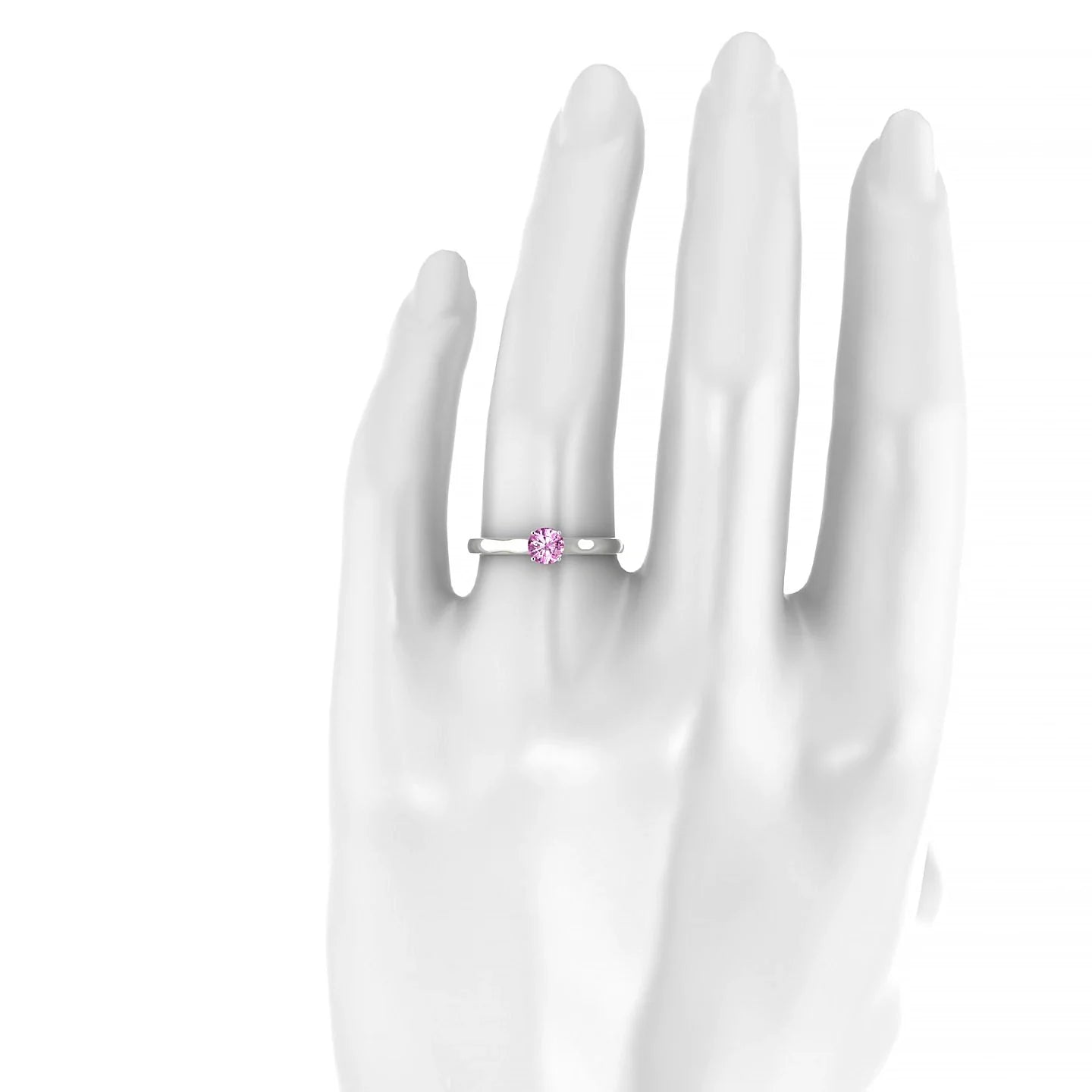 Cathedral | 18k White Gold 4.5 mm Round Pink Sapphire Ring