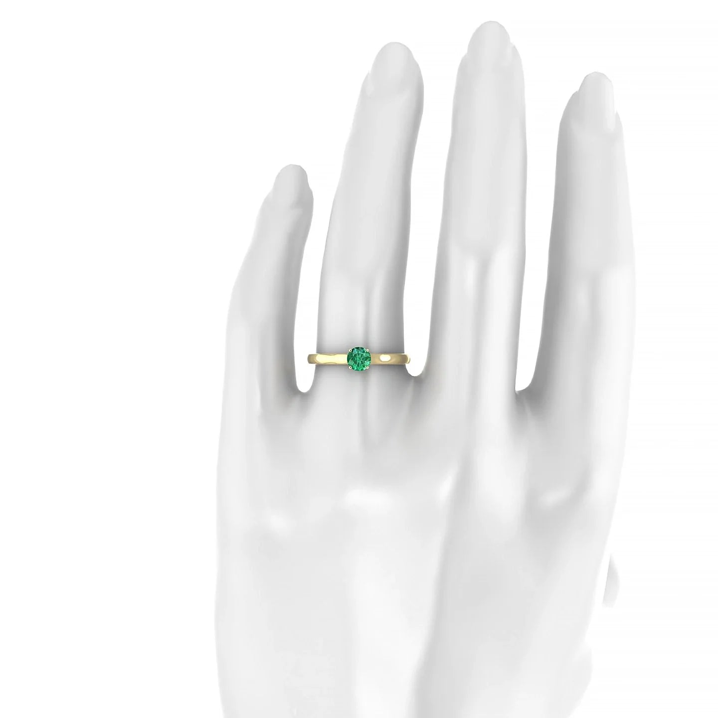 Cathedral | 18k Yellow Gold 4.5 mm Round Emerald Ring