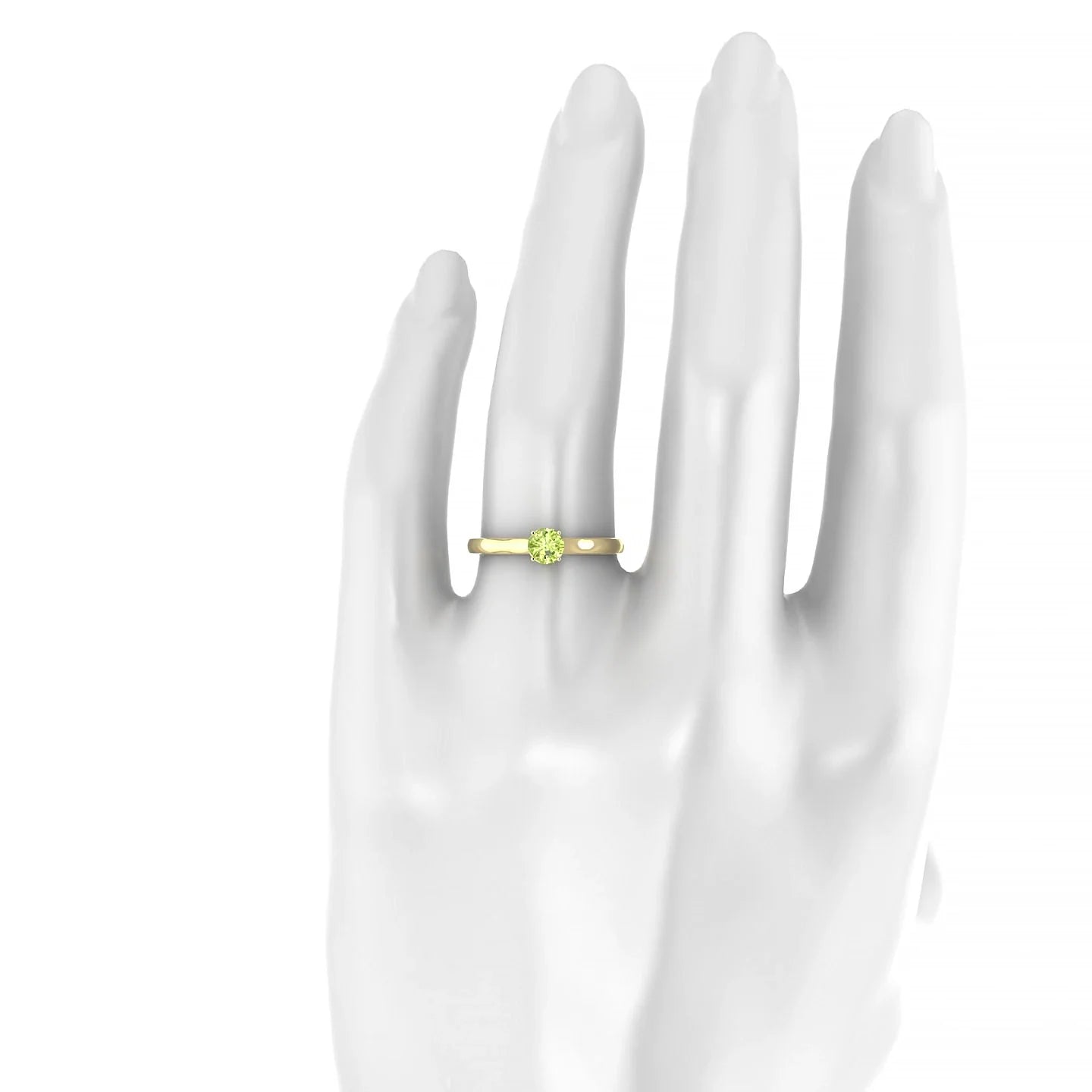 Cathedral | 18k Yellow Gold 4.5 mm Round Peridot Ring