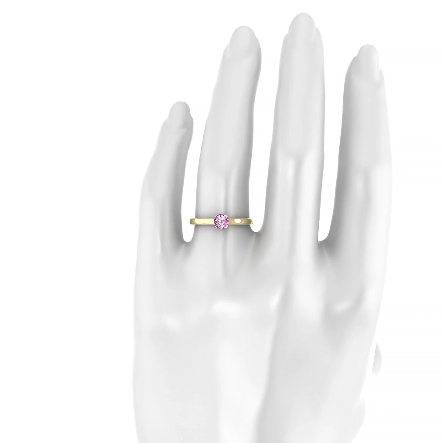 Cathedral | 18k Yellow Gold 4.5 mm Round Pink Sapphire Ring
